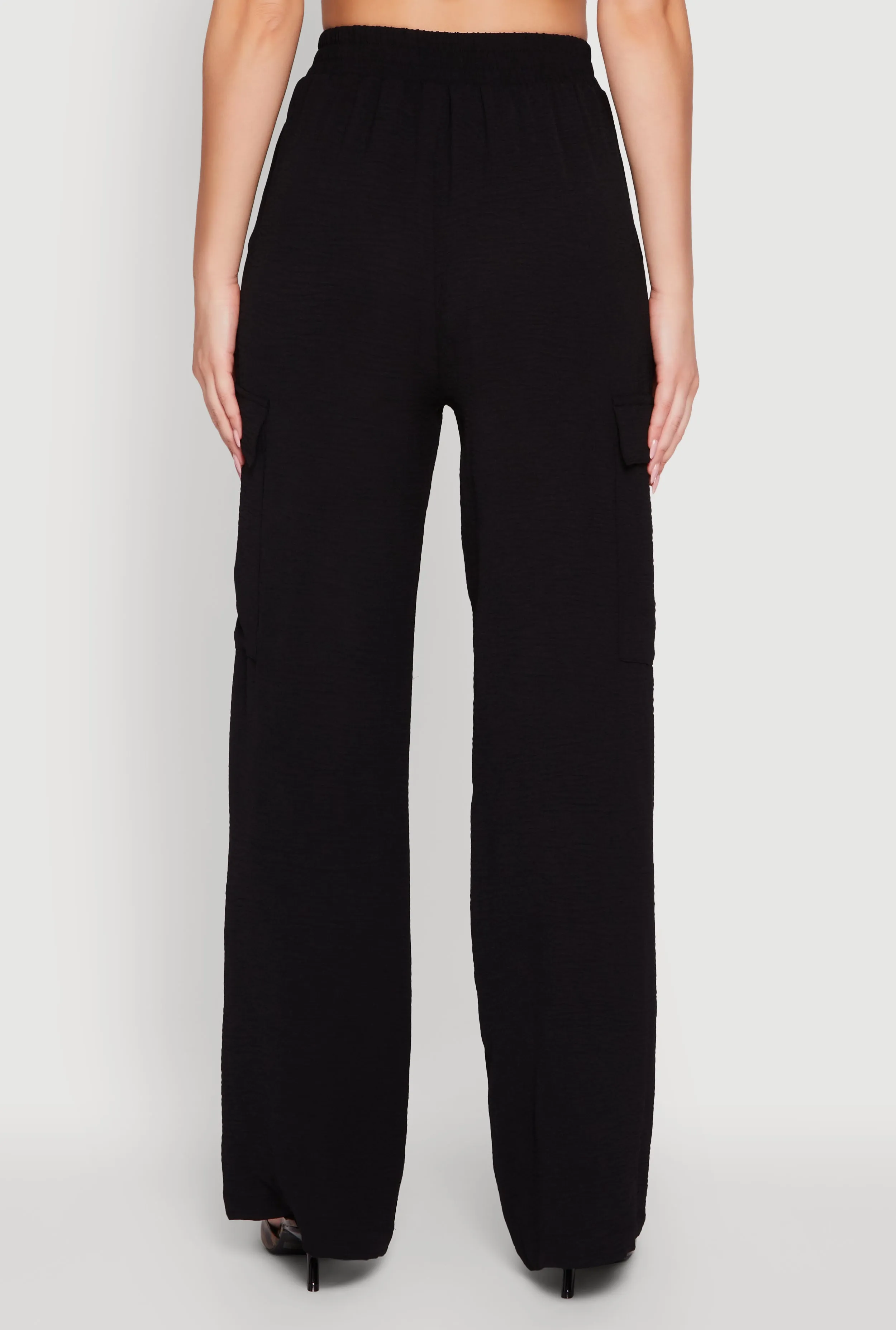 High Waisted Wide Leg Crepe Knit Cargo Dress Pants sold by Rainbow product image thumbnail 5