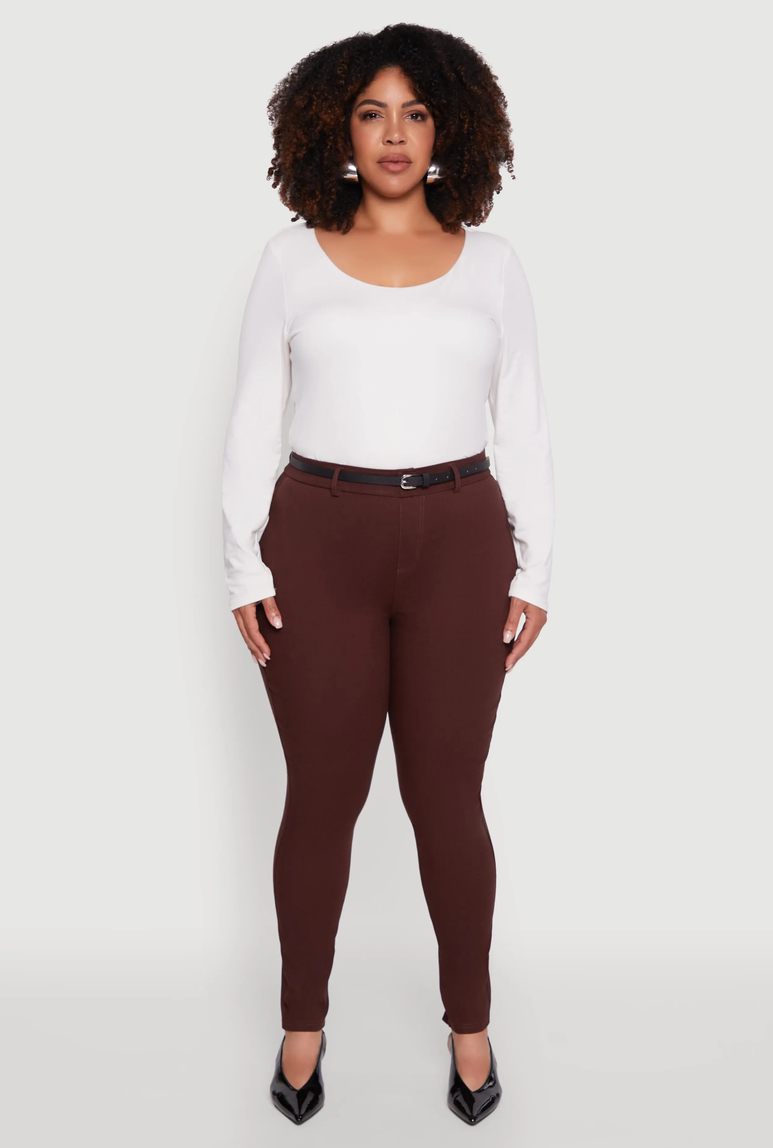 Plus Size High Waisted Belted Dress Pants sold by Rainbow product image thumbnail 2
