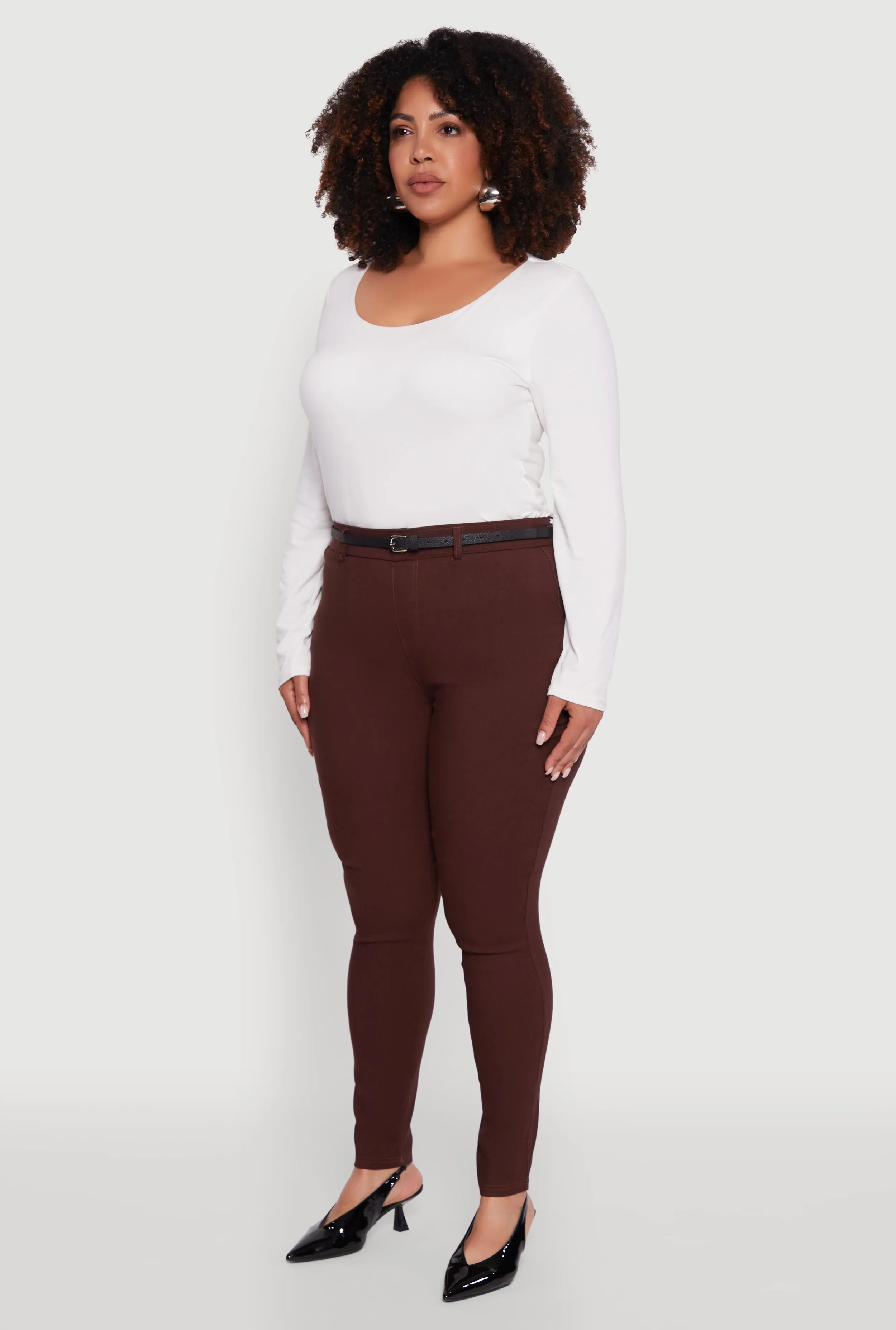 Plus Size High Waisted Belted Dress Pants sold by Rainbow product image thumbnail 3