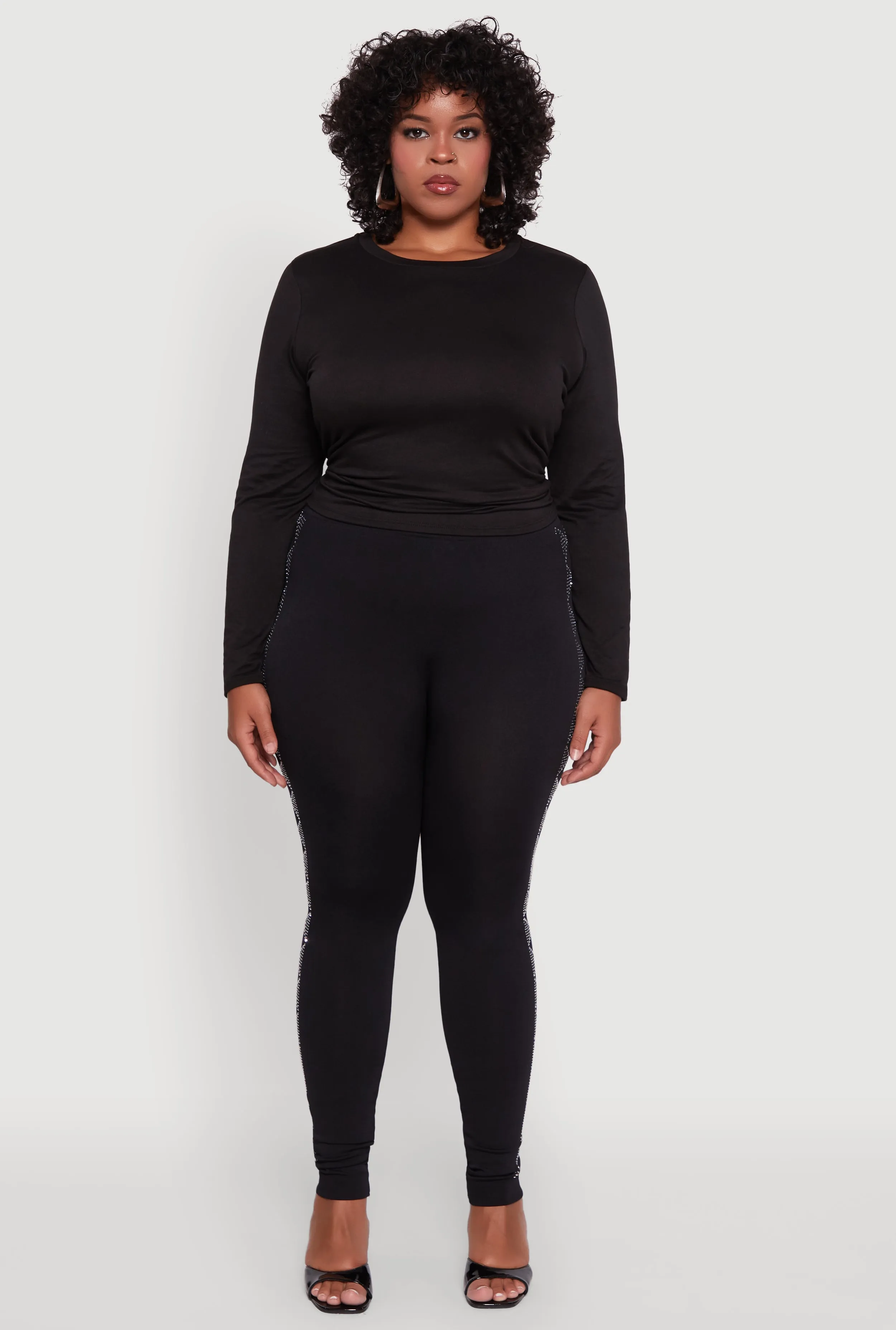 Plus Size Seamless Rhinestone Geometric Patterned Leggings sold by Rainbow product image thumbnail 2