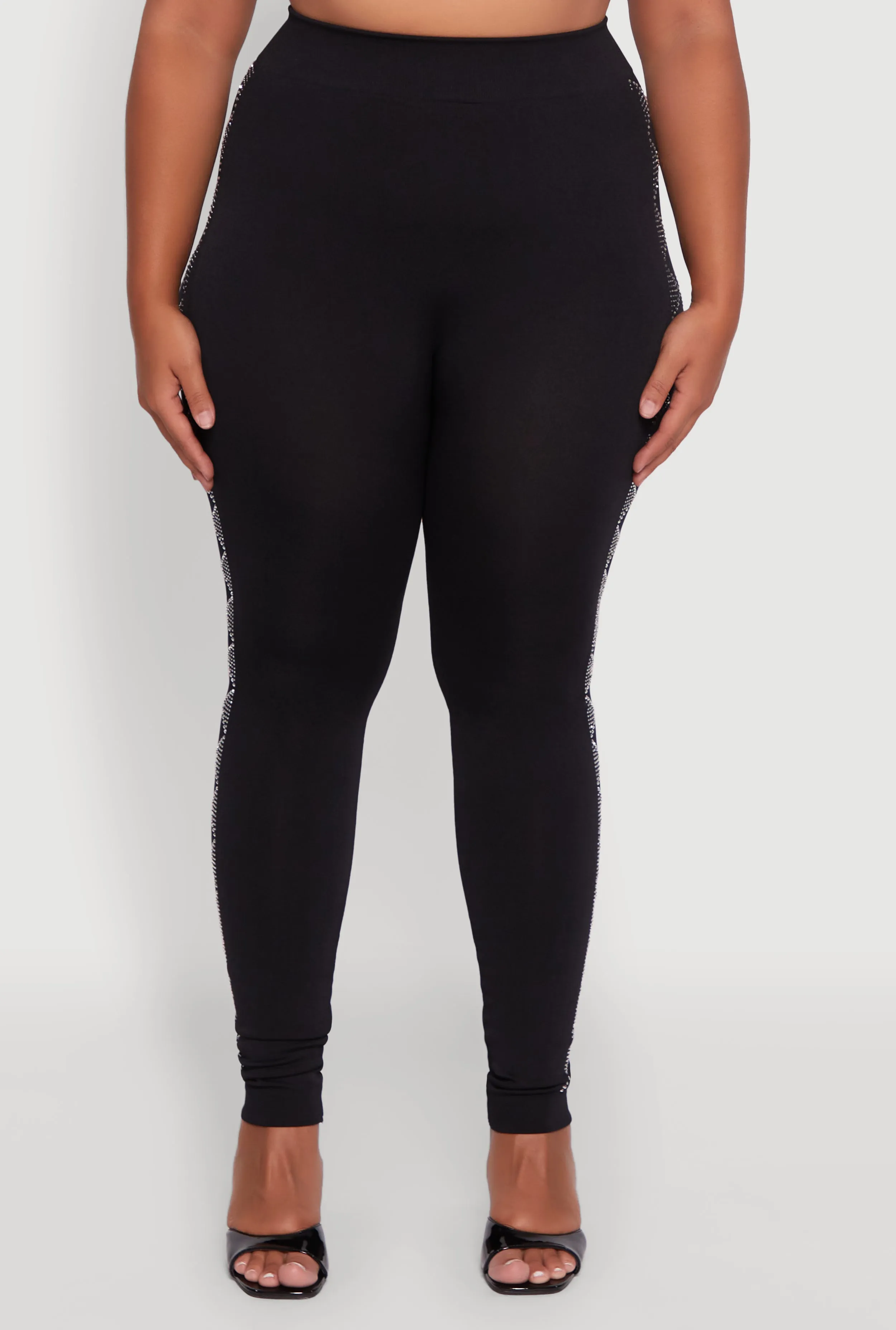 Plus Size Seamless Rhinestone Geometric Patterned Leggings sold by Rainbow product image thumbnail 5