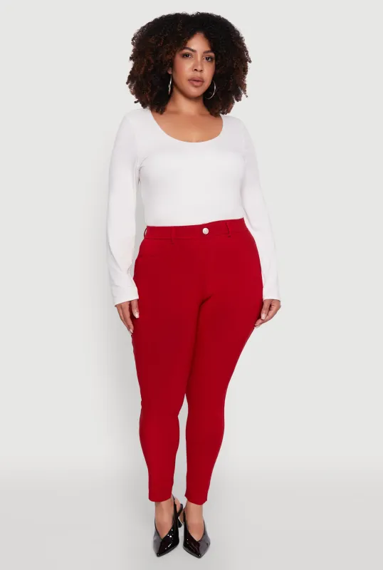 Plus Size Scuba High Waisted Push Up Dress Pants sold by Rainbow