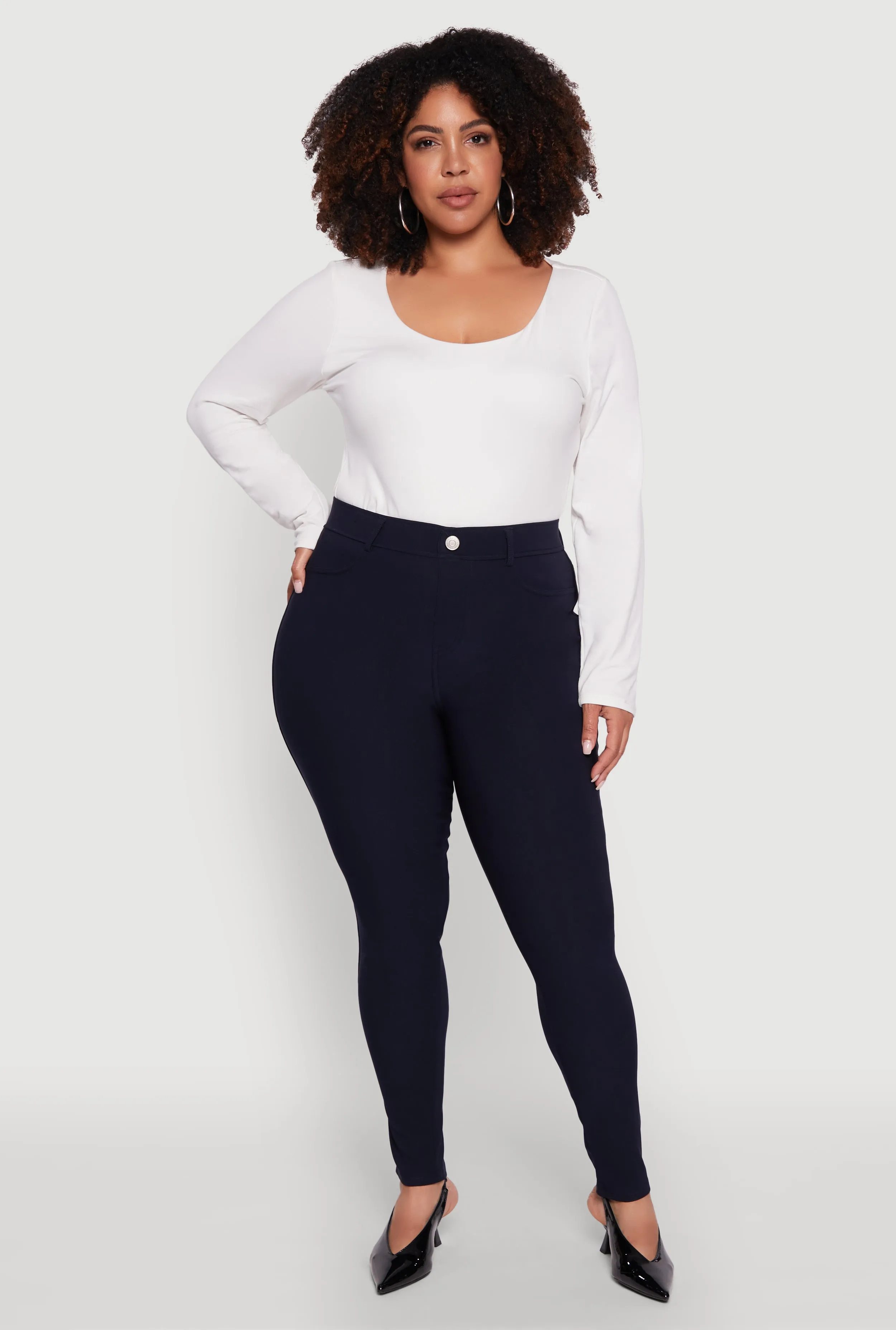 Plus Size Scuba High Waisted Push Up Dress Pants sold by Rainbow product image thumbnail 3