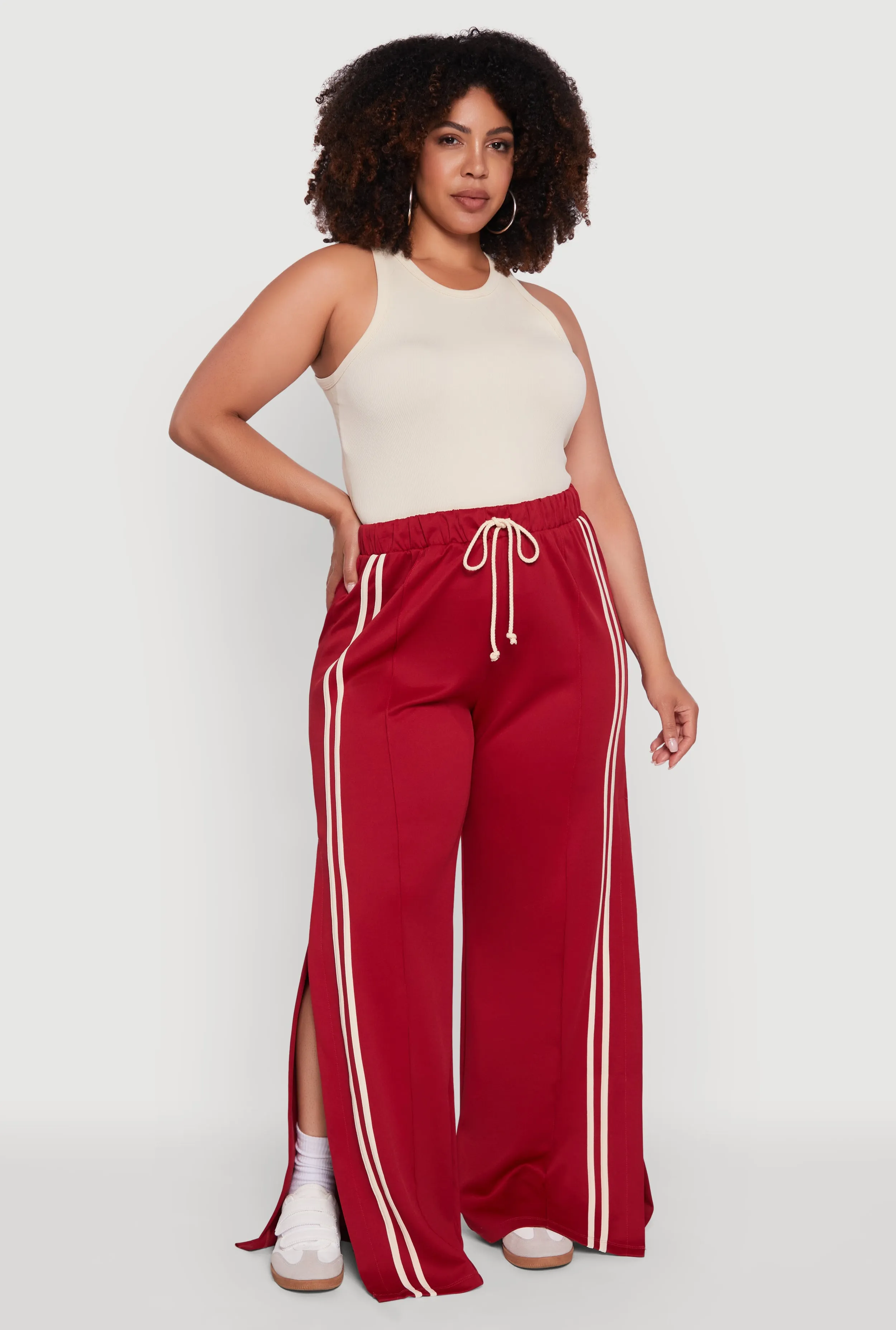Plus Size Scuba Varsity Stripe Split Wide Leg Track Pants sold by Rainbow product image thumbnail 3