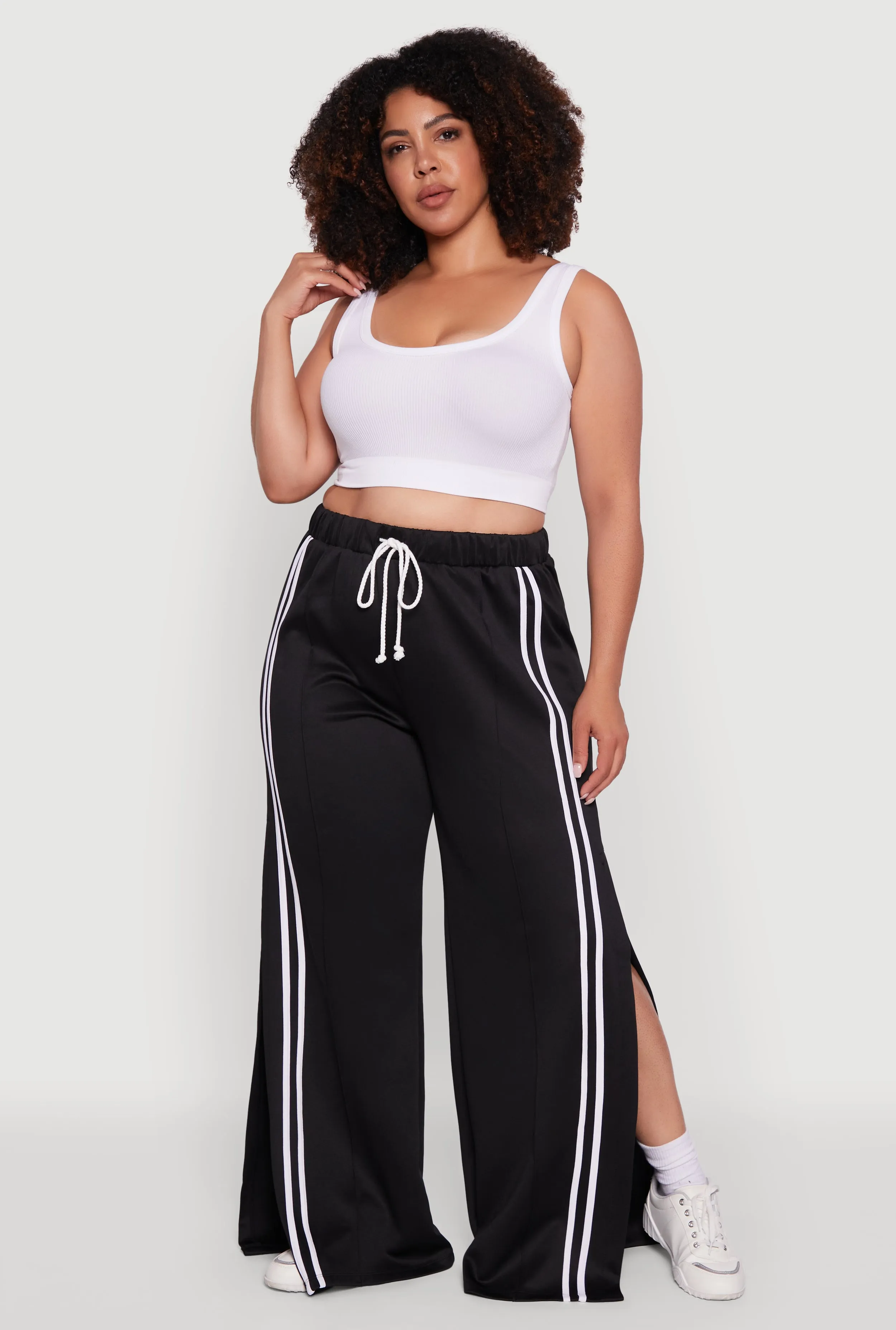 Plus Size Scuba Varsity Stripe Split Wide Leg Track Pants sold by Rainbow product image thumbnail 2
