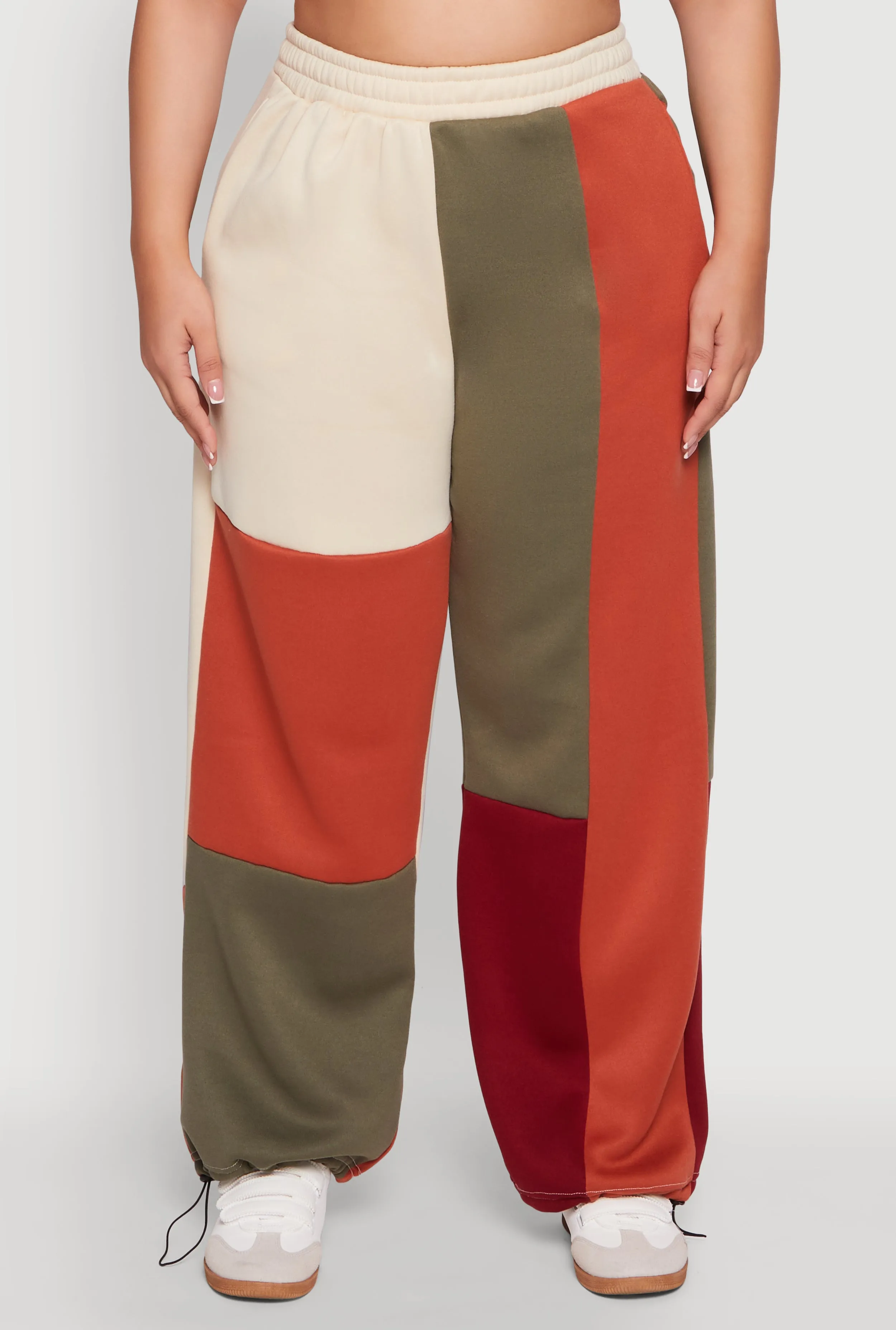 Plus Size Color Blocked High Waisted Wide Leg Joggers sold by Rainbow product image thumbnail 3