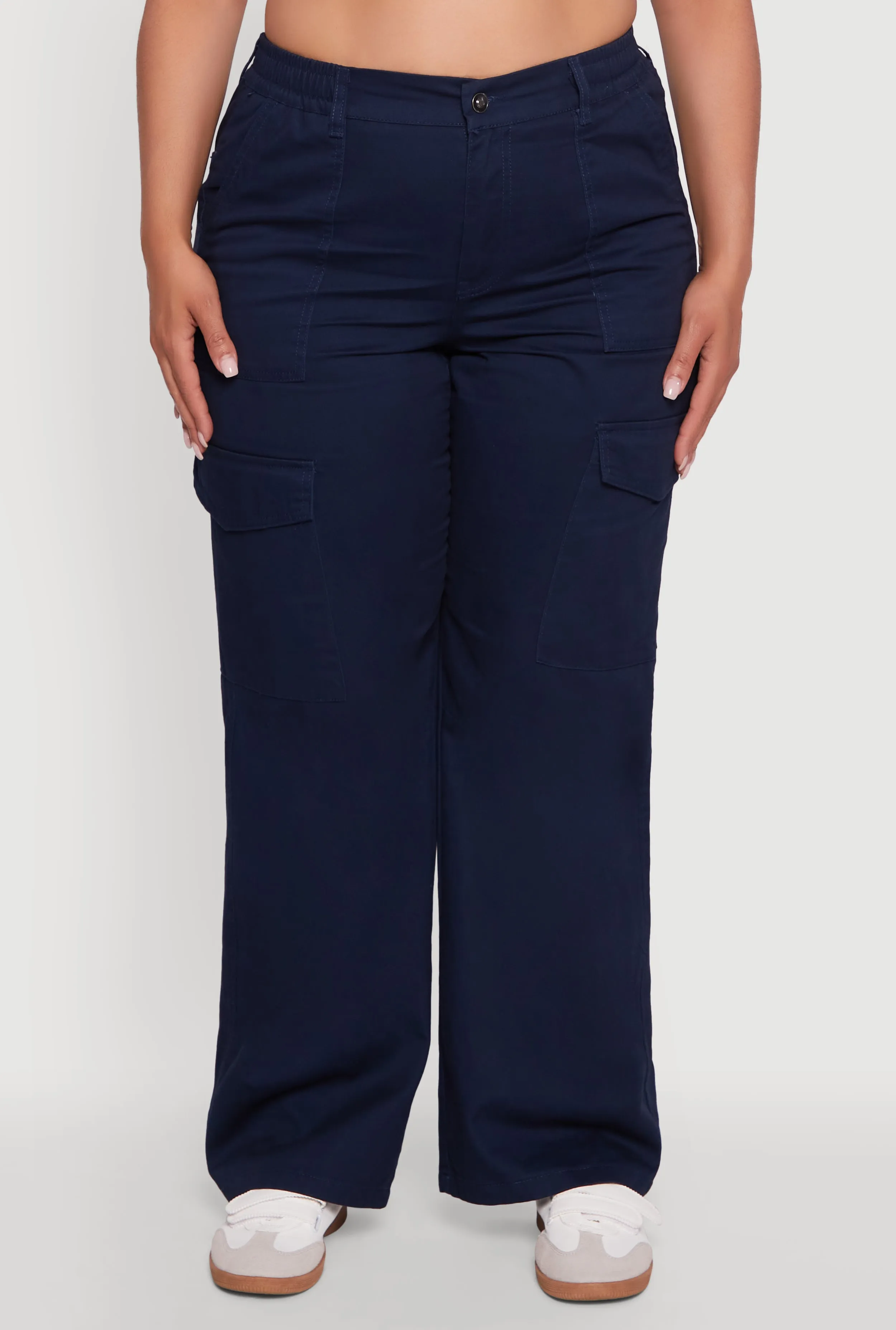 Plus Size High Waisted Twill Wide Leg Cargo Pants sold by Rainbow product image thumbnail 5