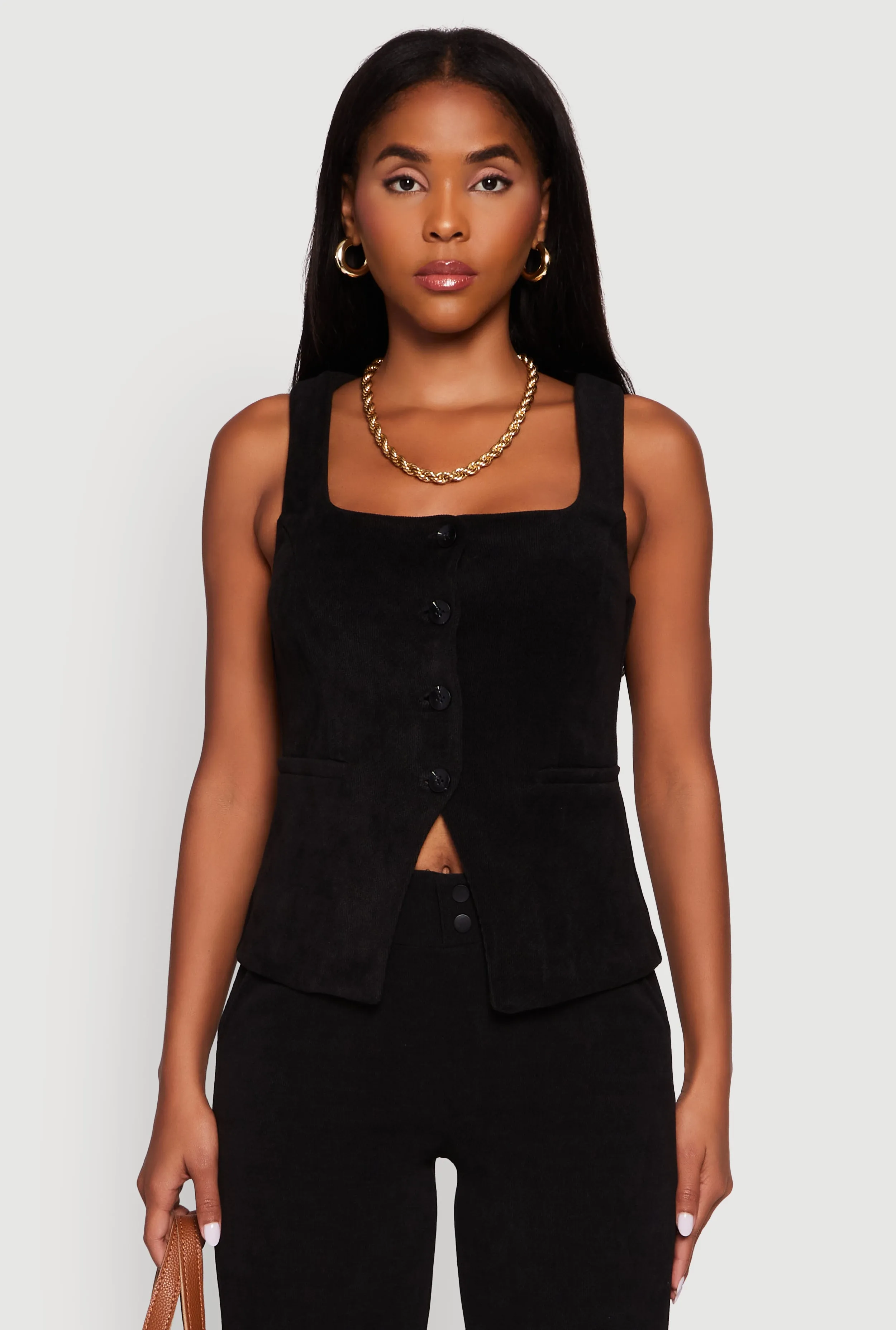 Sleeveless Button Front Square Neck Waistcoat sold by Rainbow product image thumbnail 2