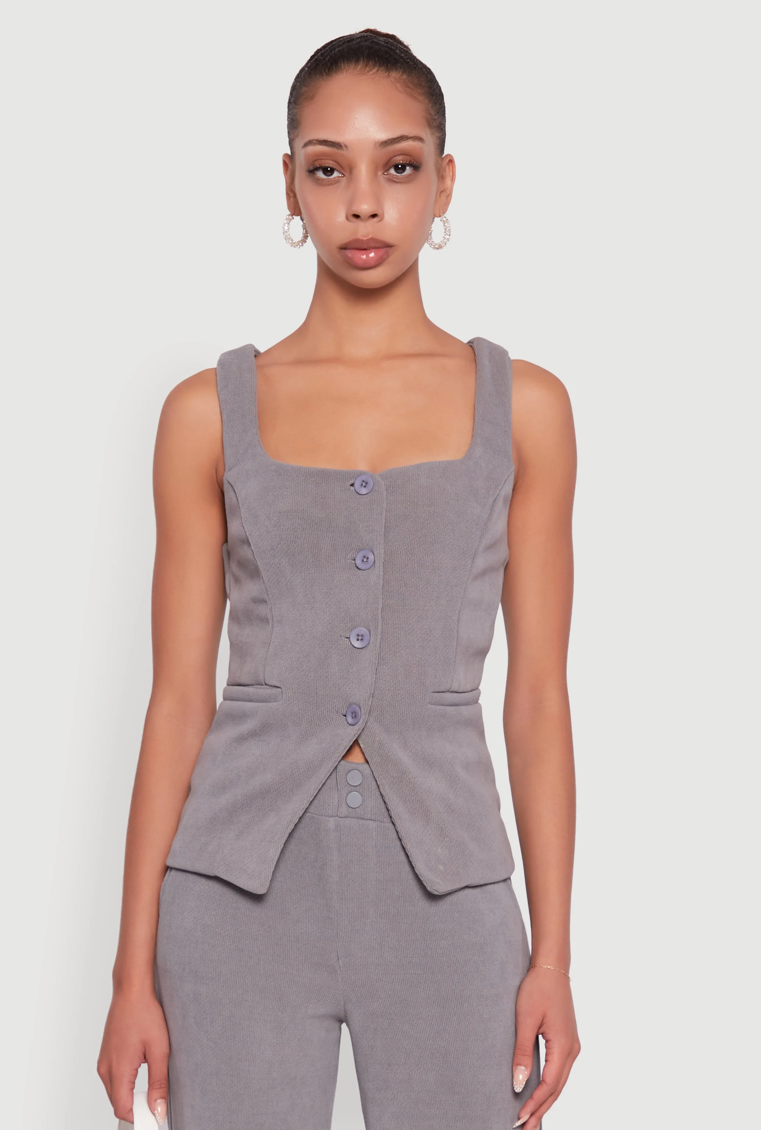Sleeveless Button Front Square Neck Waistcoat sold by Rainbow product image thumbnail 3