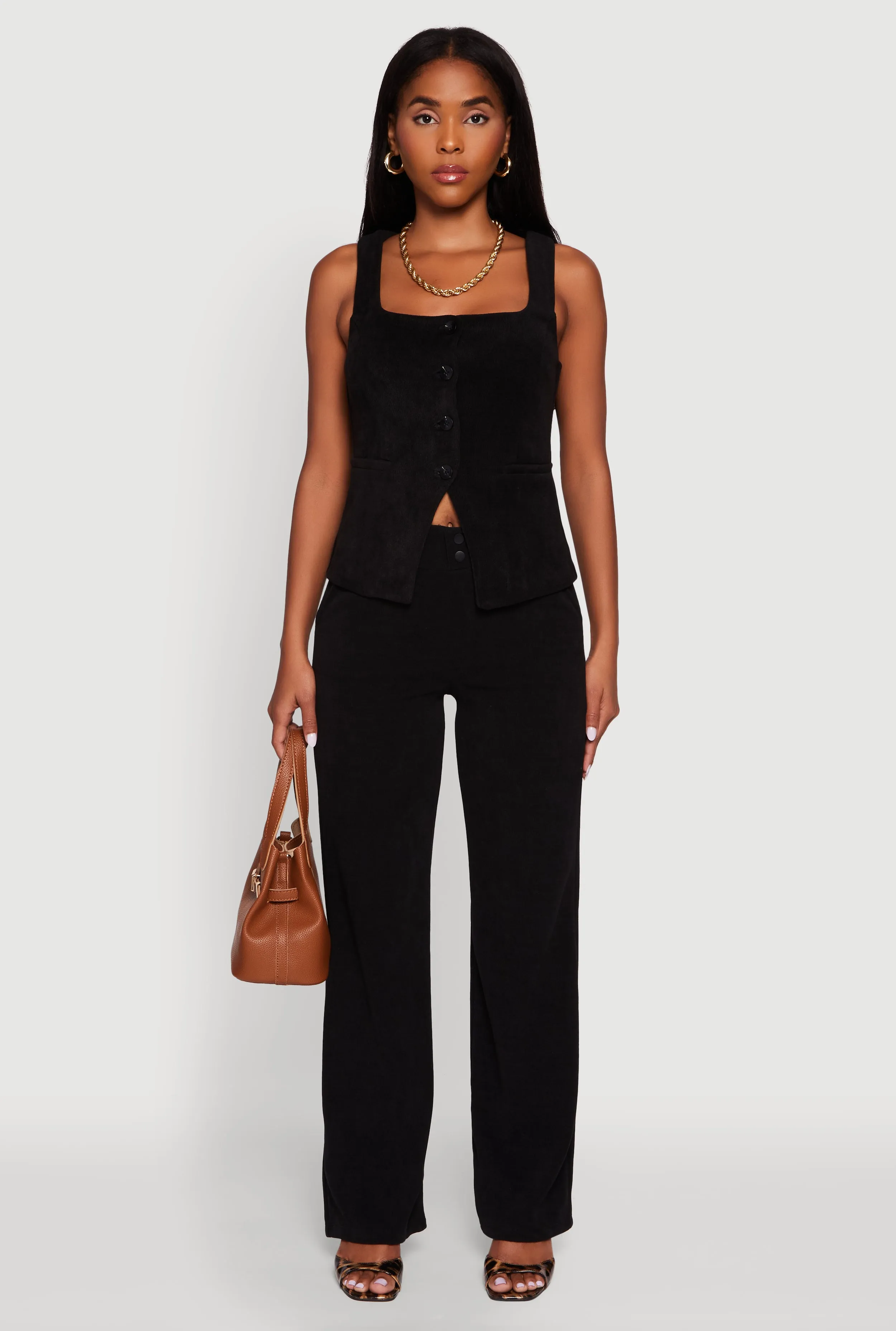 Sleeveless Button Front Square Neck Waistcoat sold by Rainbow product image thumbnail 3