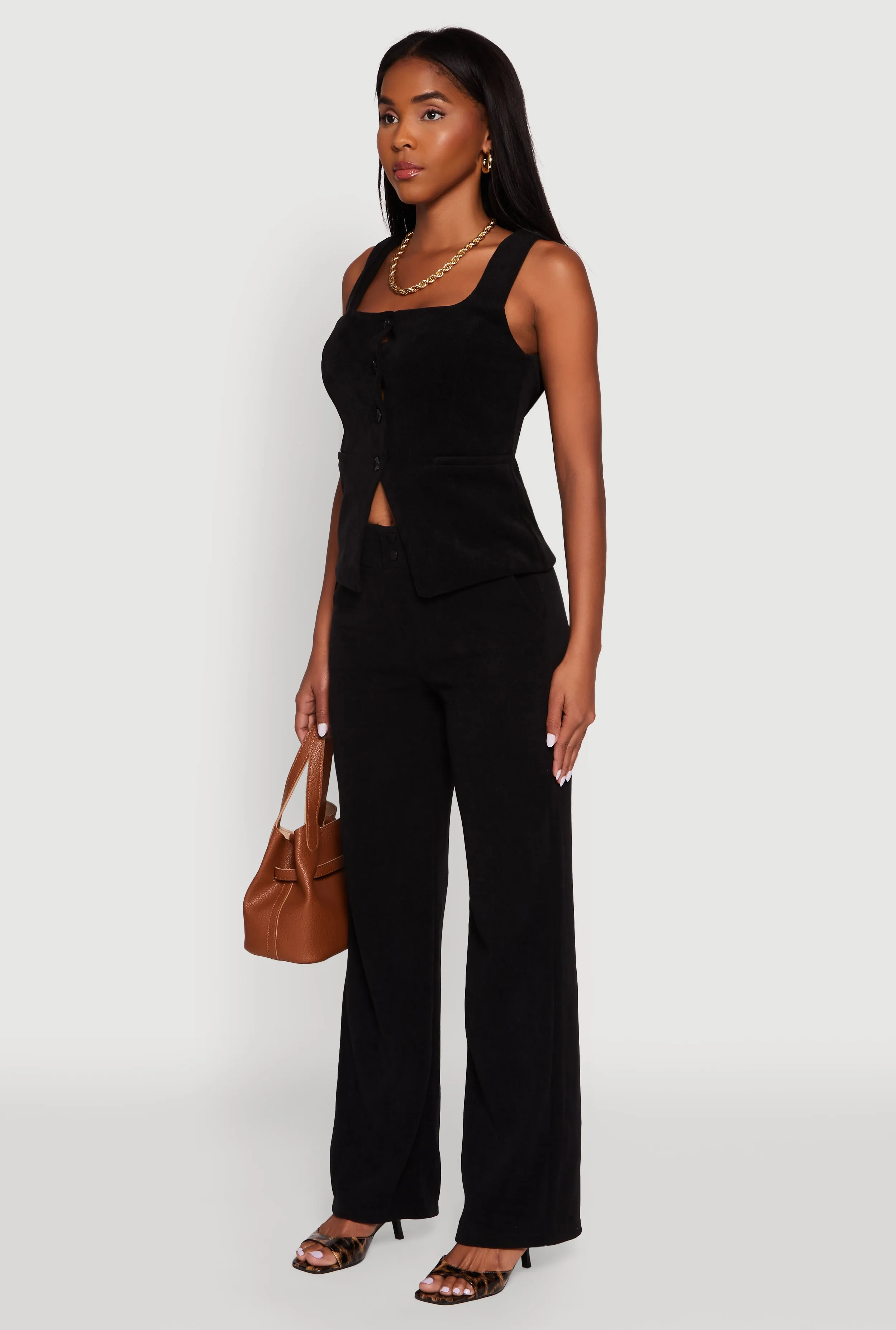 Sleeveless Button Front Square Neck Waistcoat sold by Rainbow product image thumbnail 5