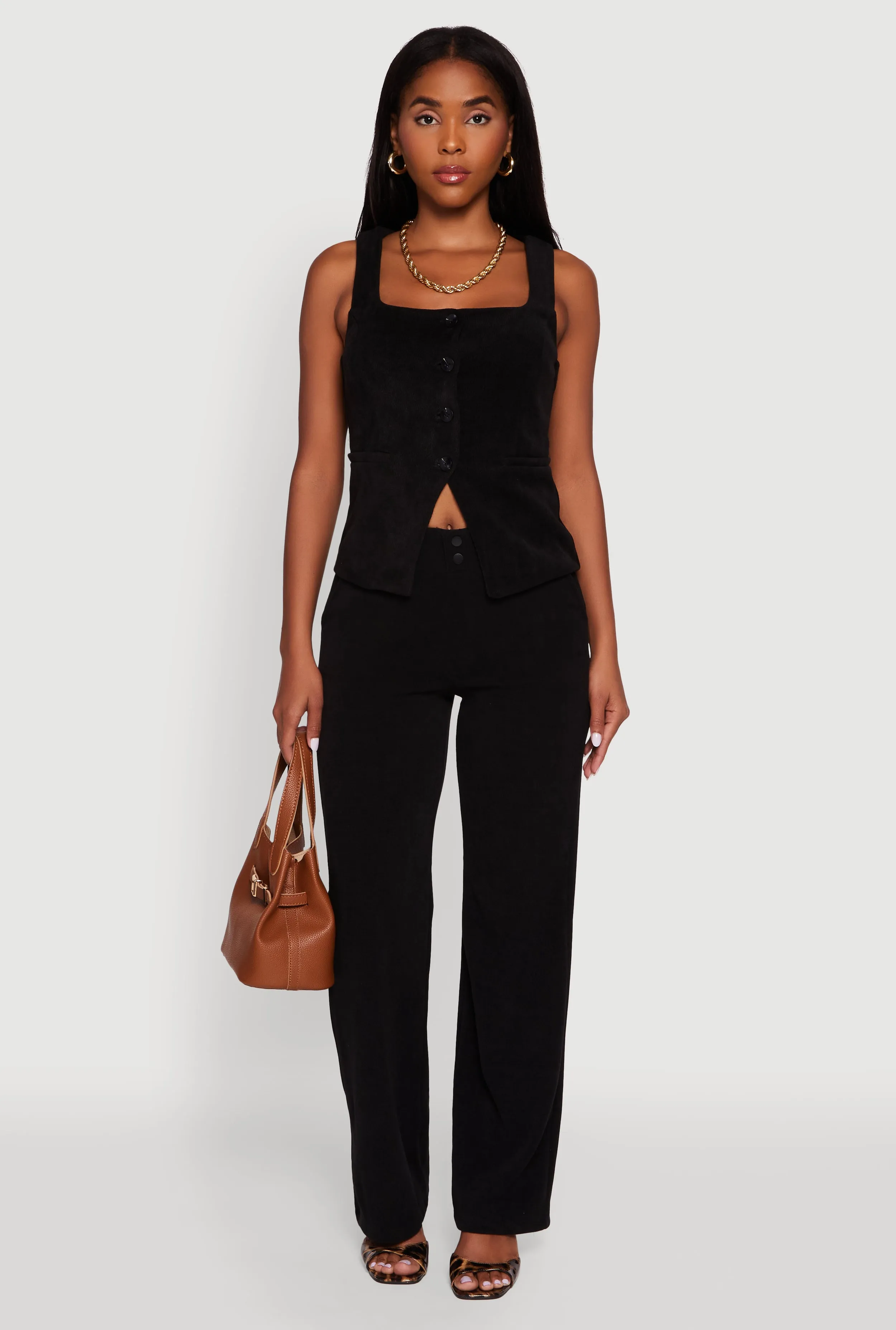 Sleeveless Button Front Square Neck Waistcoat sold by Rainbow product image thumbnail 2