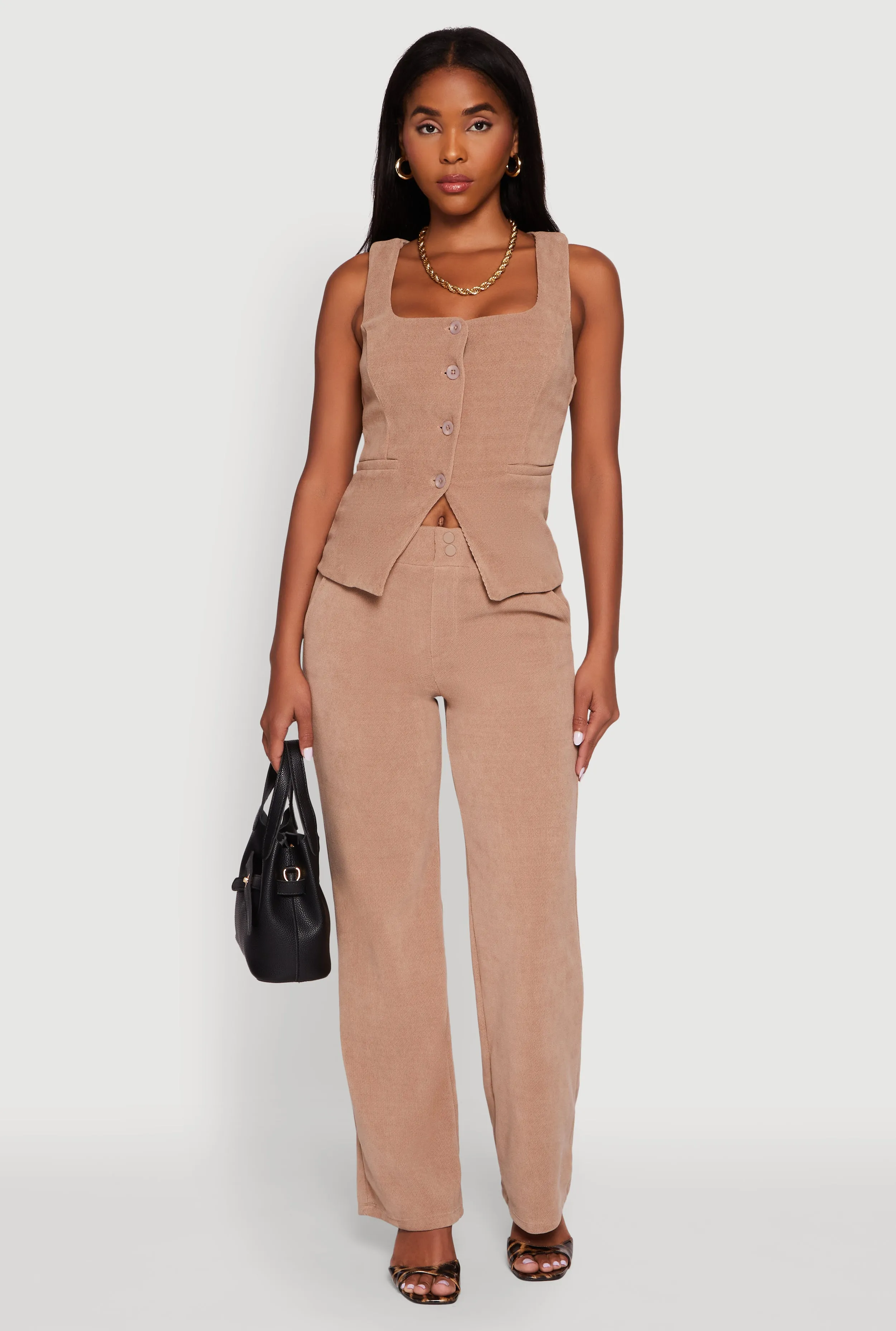 Sleeveless Button Front Square Neck Waistcoat sold by Rainbow product image thumbnail 2