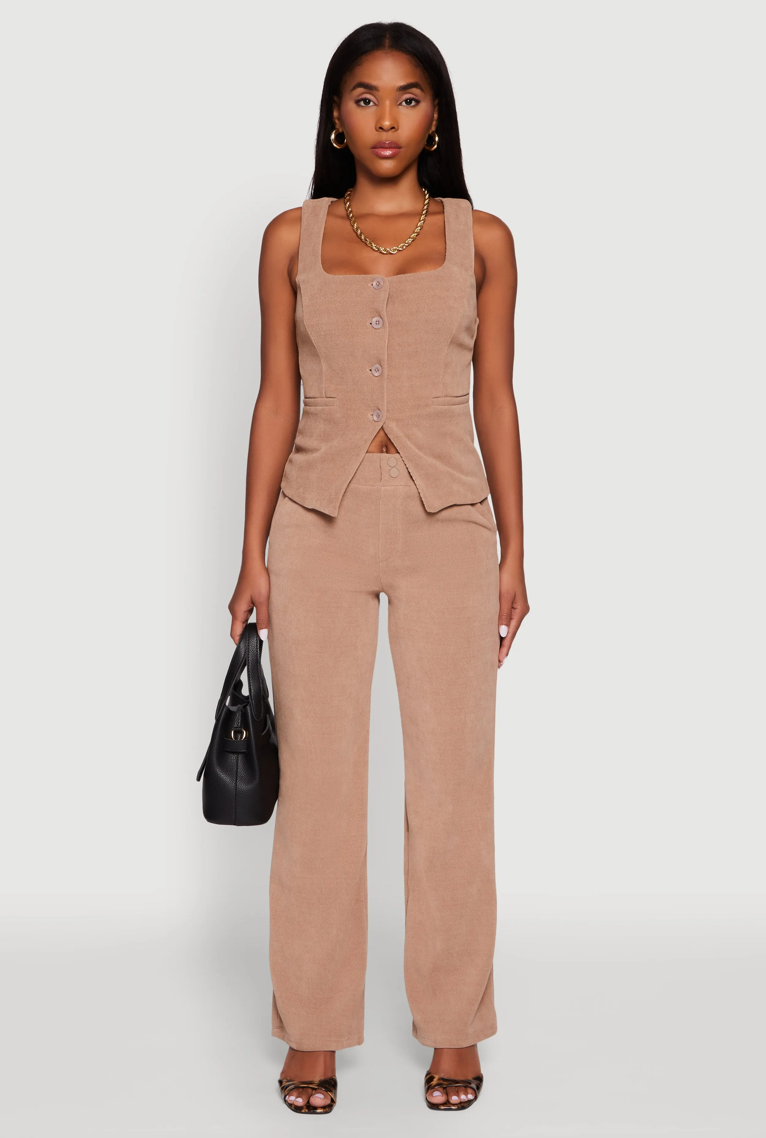 Sleeveless Button Front Square Neck Waistcoat sold by Rainbow product image thumbnail 3