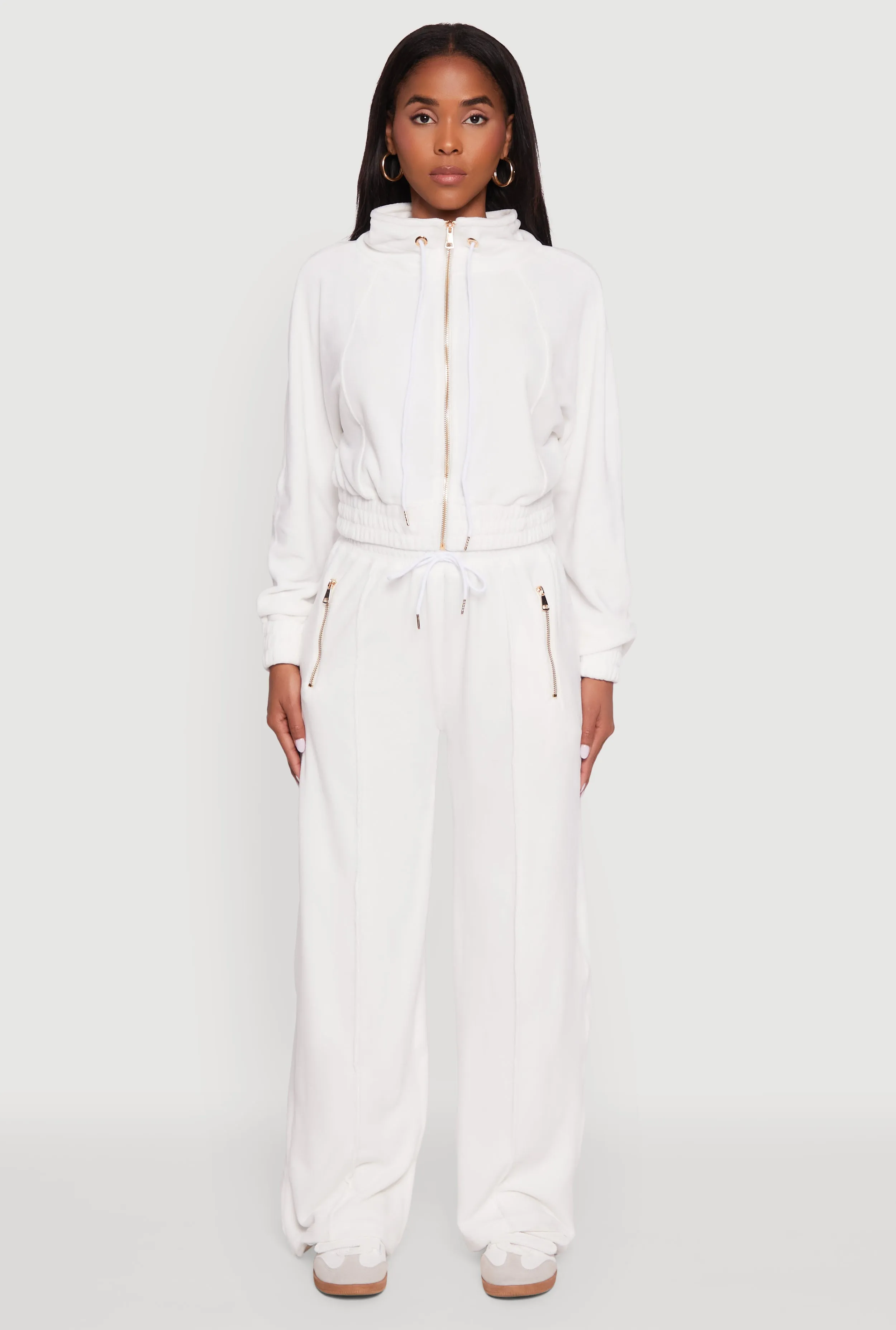 Velour Zip Pocket Drawstring Wide Leg Sweatpants sold by Rainbow product image thumbnail 2