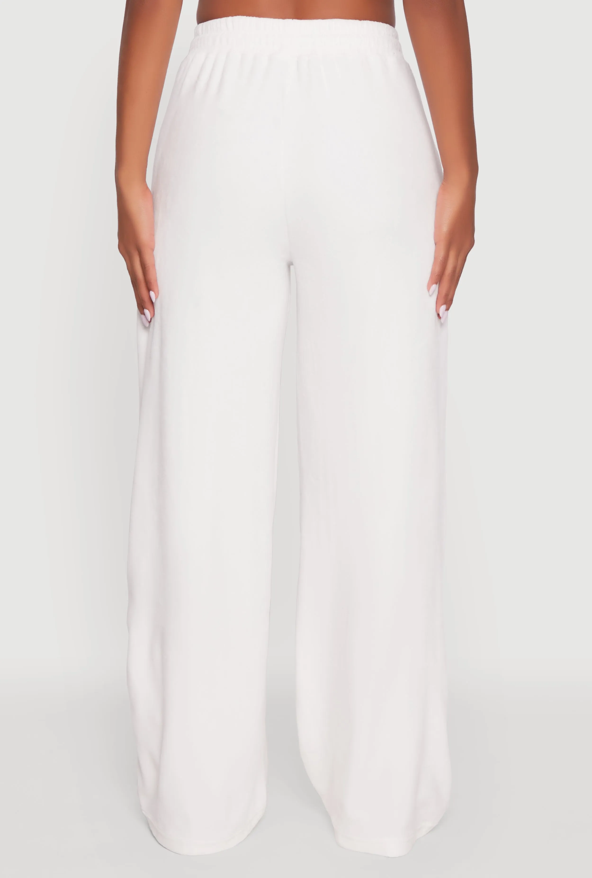 Velour Zip Pocket Drawstring Wide Leg Sweatpants sold by Rainbow product image thumbnail 5