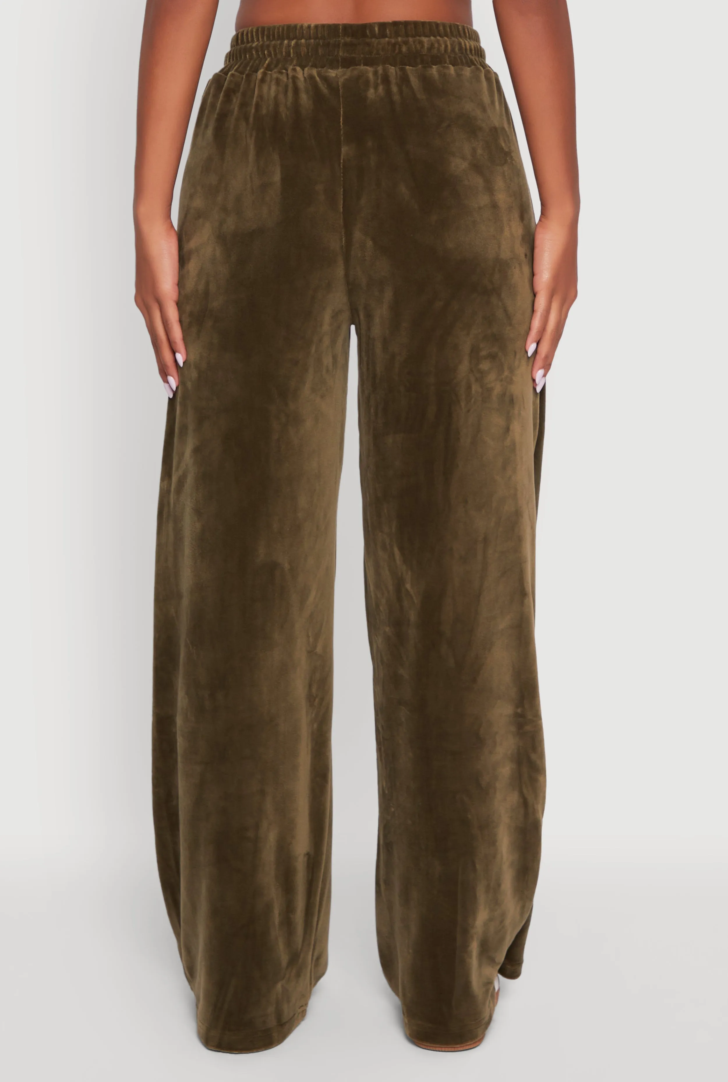 Velour Zip Pocket Drawstring Wide Leg Sweatpants sold by Rainbow product image thumbnail 5