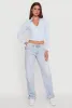 Long Sleeve Half Zip Cropped Polo Shirt sold by Rainbow