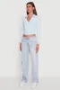 Long Sleeve Half Zip Cropped Polo Shirt sold by Rainbow