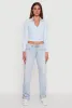 Long Sleeve Half Zip Cropped Polo Shirt sold by Rainbow