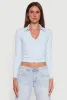 Long Sleeve Half Zip Cropped Polo Shirt sold by Rainbow