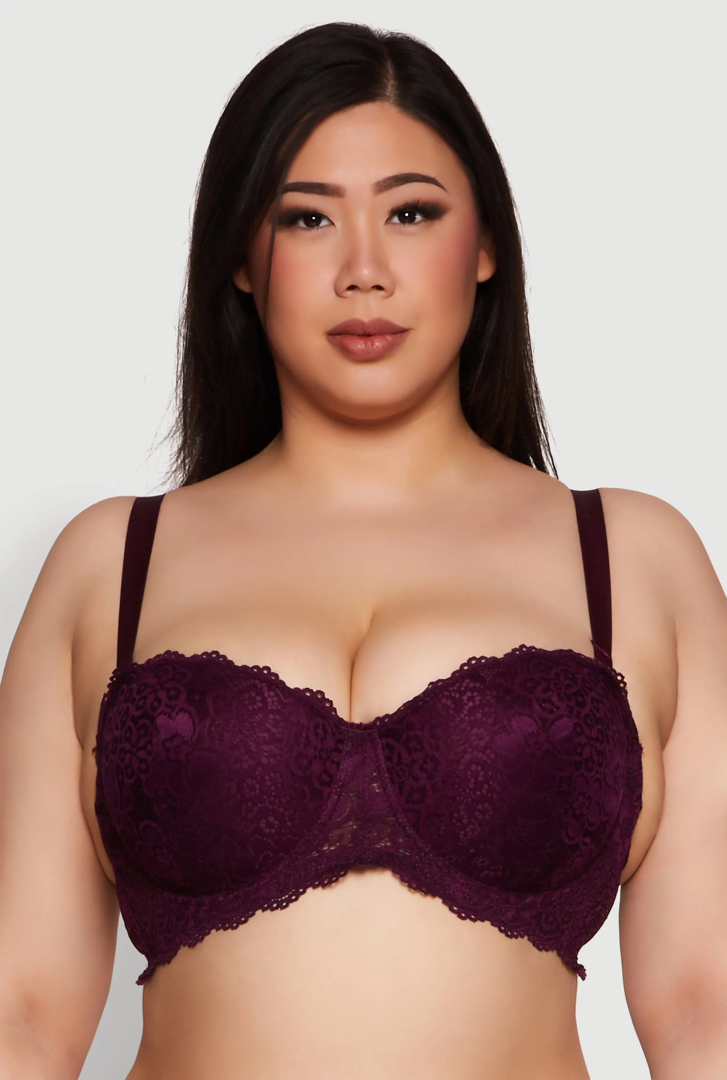 Plus Size Scalloped Lace Convertible Strapless Bra sold by Rainbow