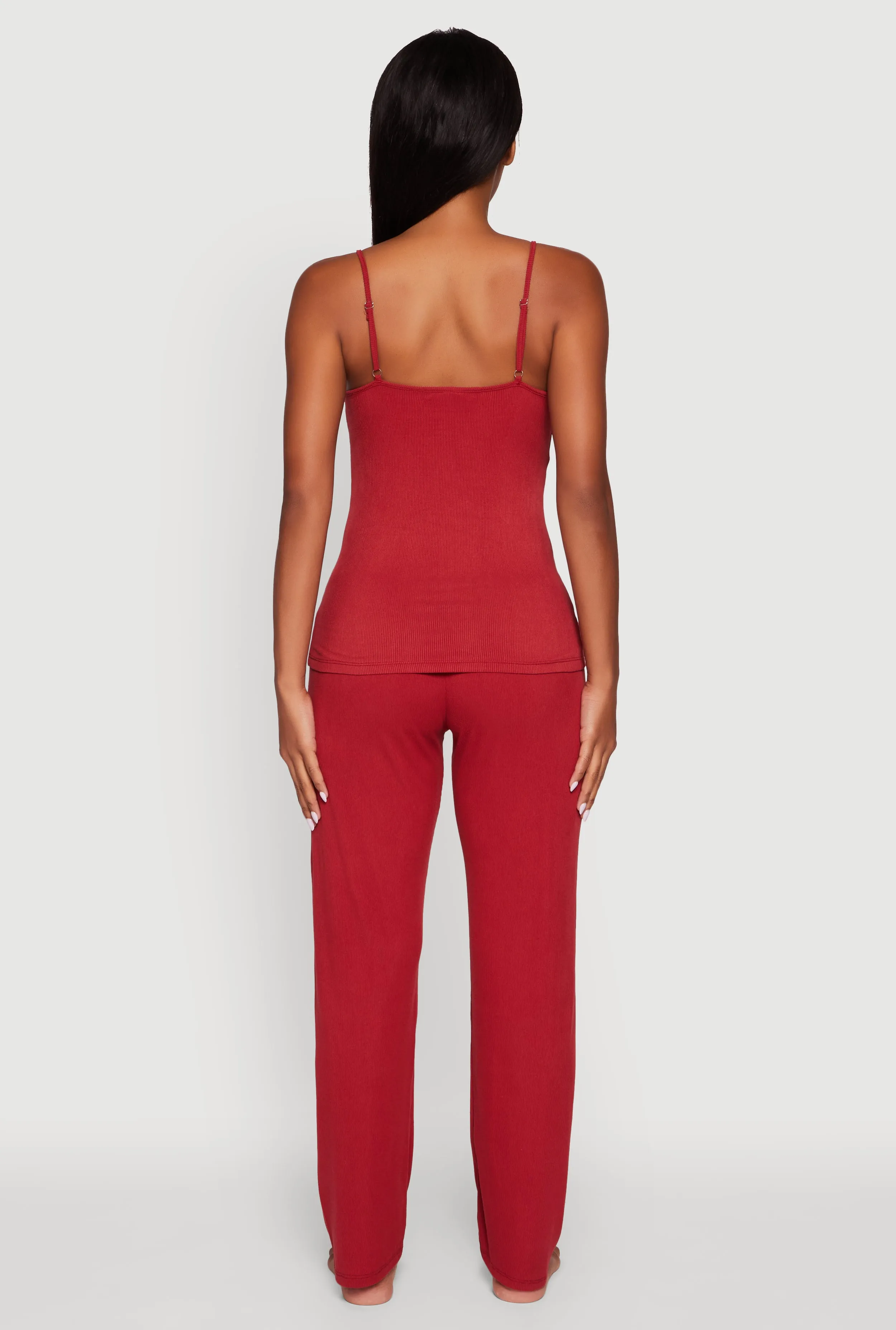 Rib Knit Lace Trim Pajama Cami and Pants Set sold by Rainbow product image thumbnail 3