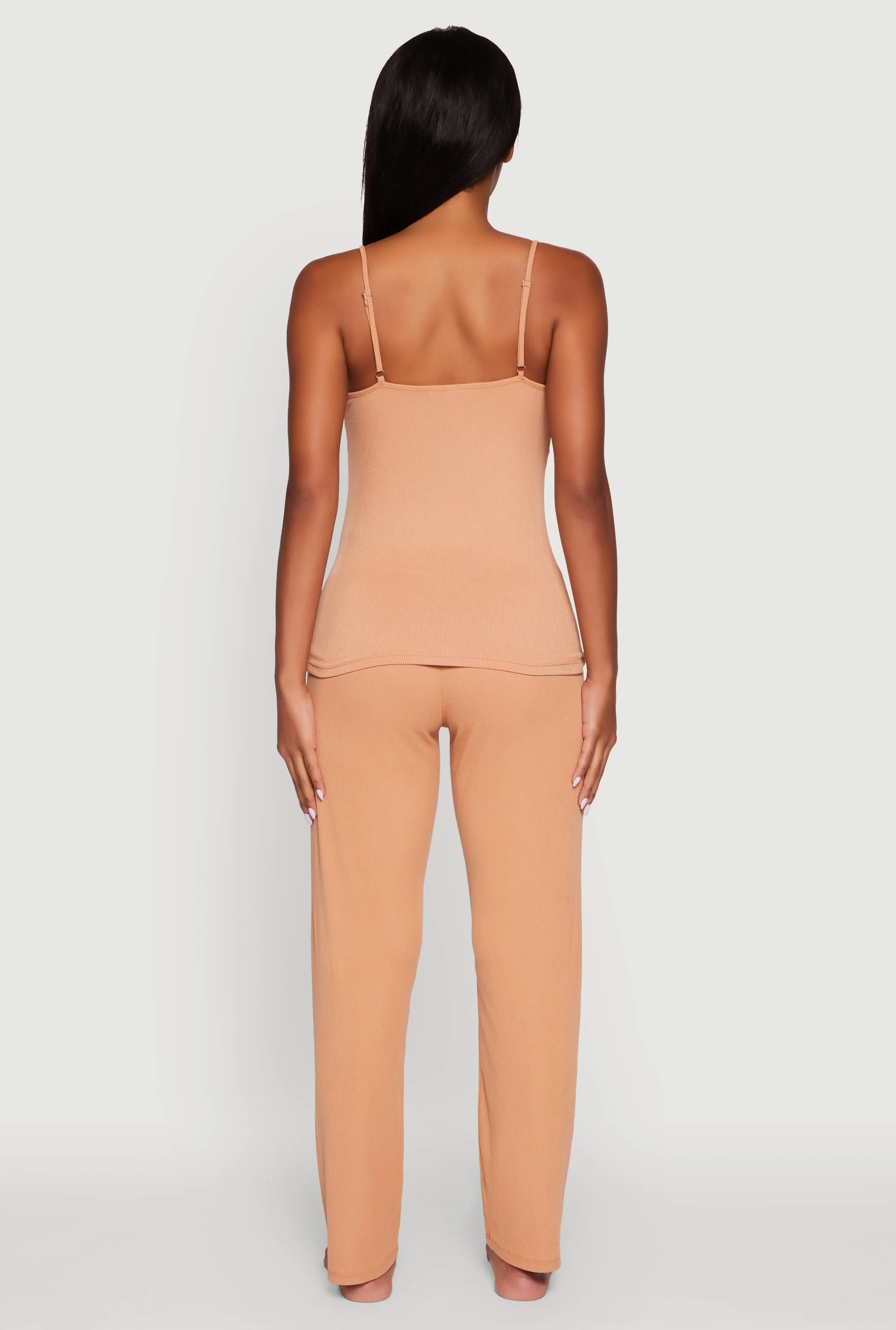 Rib Knit Lace Trim Pajama Cami and Pants Set sold by Rainbow product image thumbnail 3