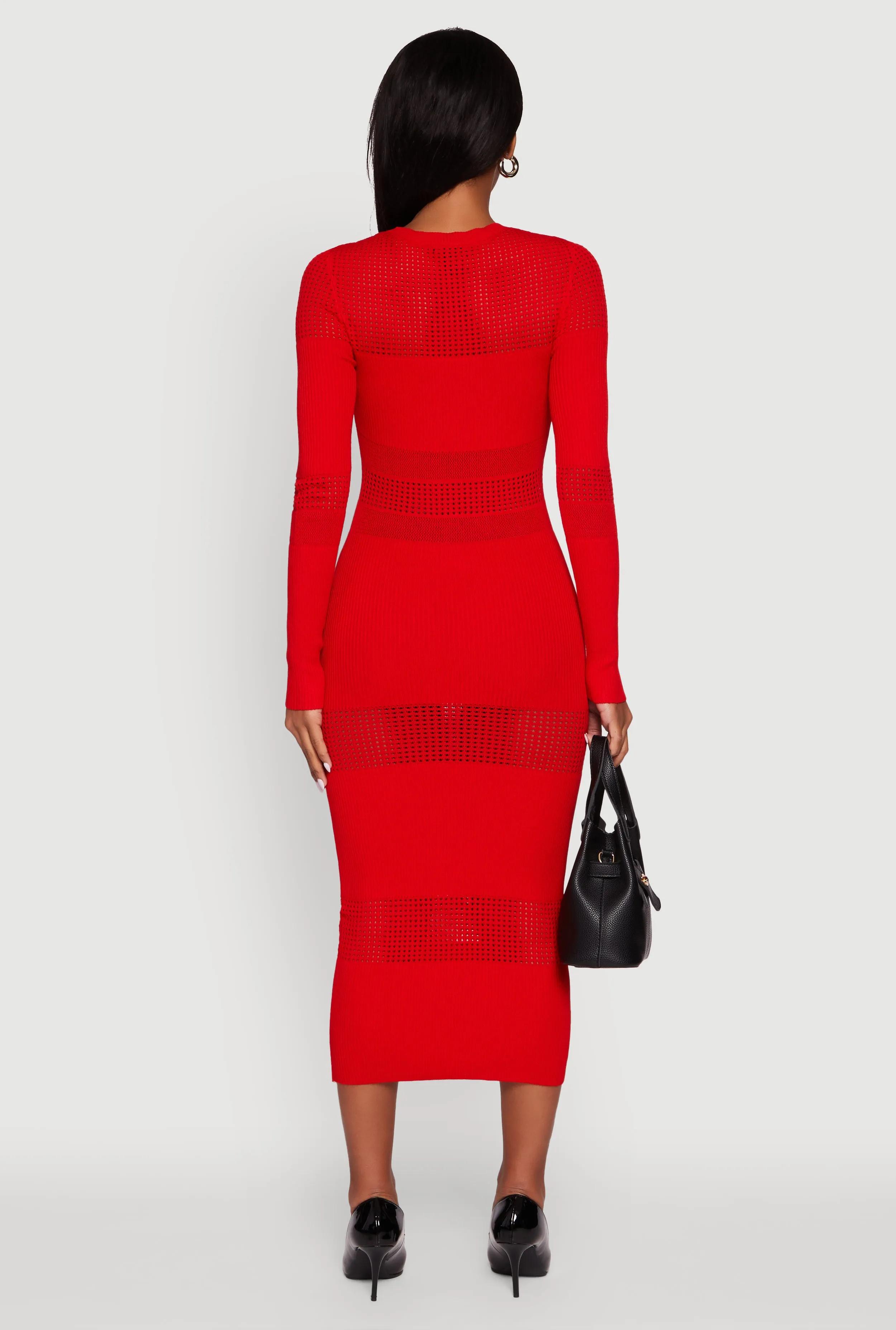 Crochet Detail Long Sleeve Bodycon Sweater Dress sold by Rainbow product image thumbnail 5