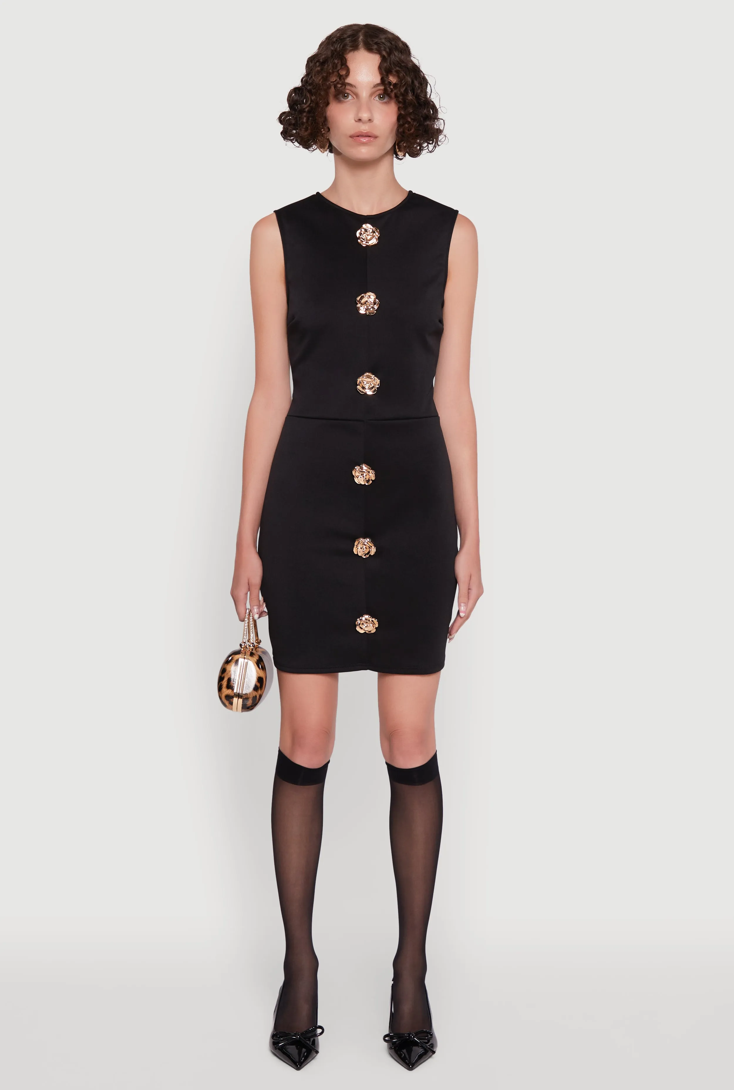 Metallic Rose Detail Mini Sheath Dress sold by Rainbow product image thumbnail 2