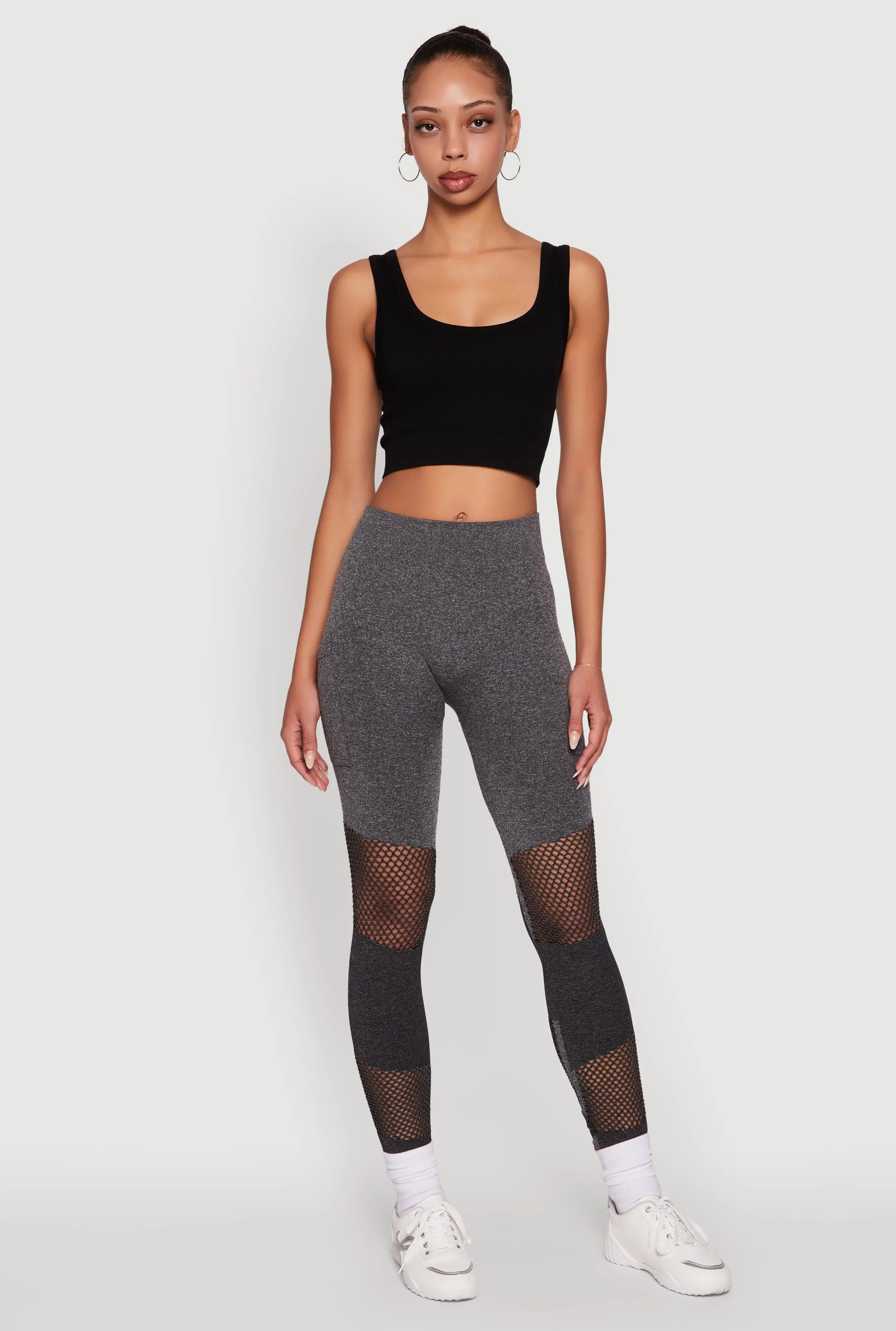 Laser Cut Color Block Leggings with Cell Phone Pocket sold by Rainbow