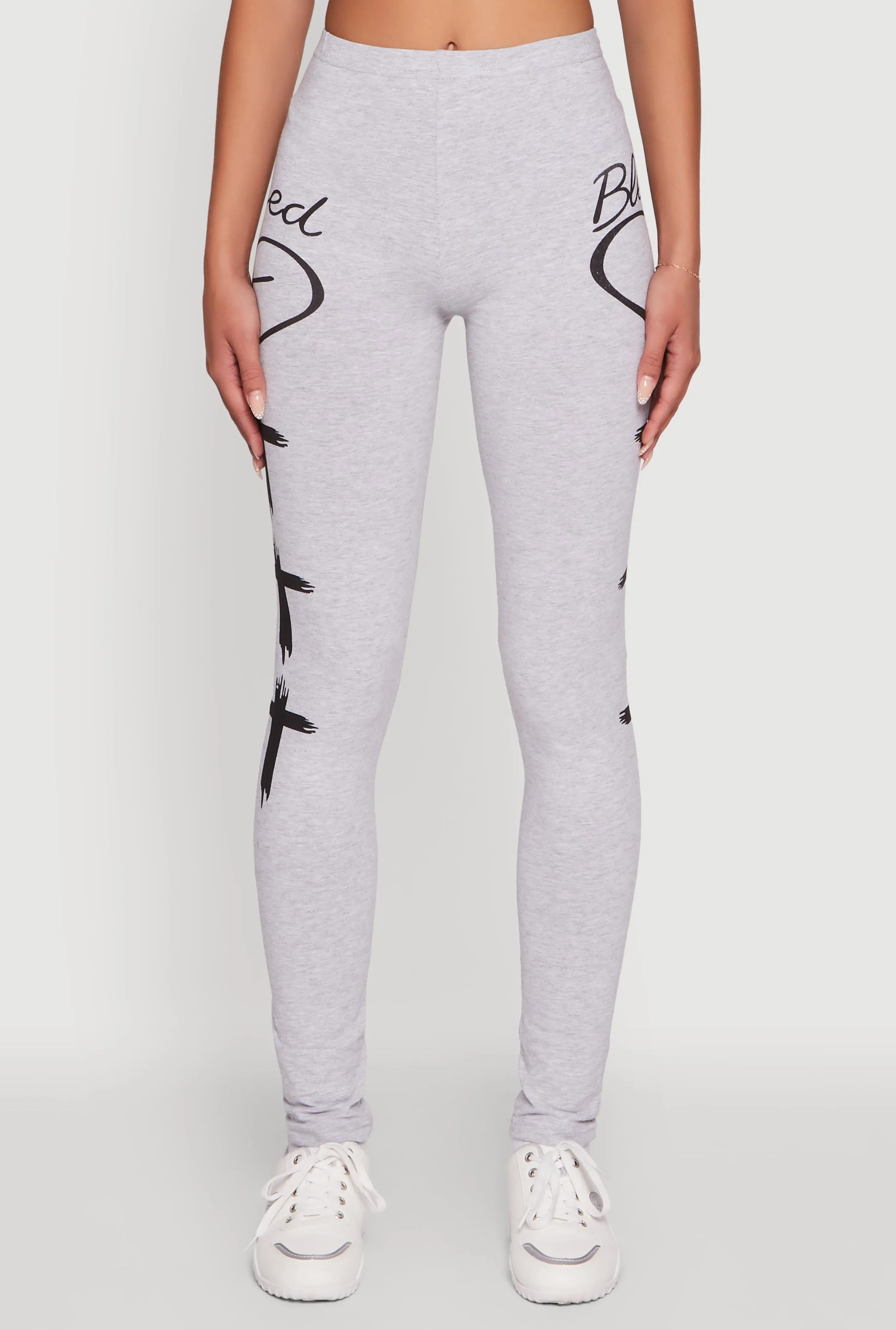 Blessed Cross Heart Graphic Leggings sold by Rainbow product image thumbnail 5