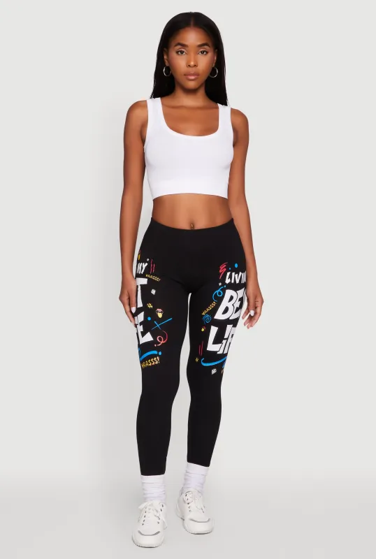 Living My Best Life Graphic Leggings sold by Rainbow