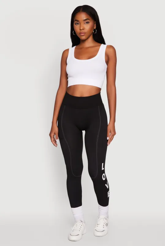 Love Graphic High Waisted Leggings with Cell Phone Pocket sold by Rainbow