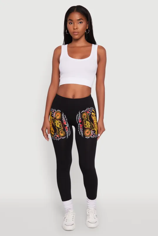 Vintage Motorcycle Graphic Leggings sold by Rainbow