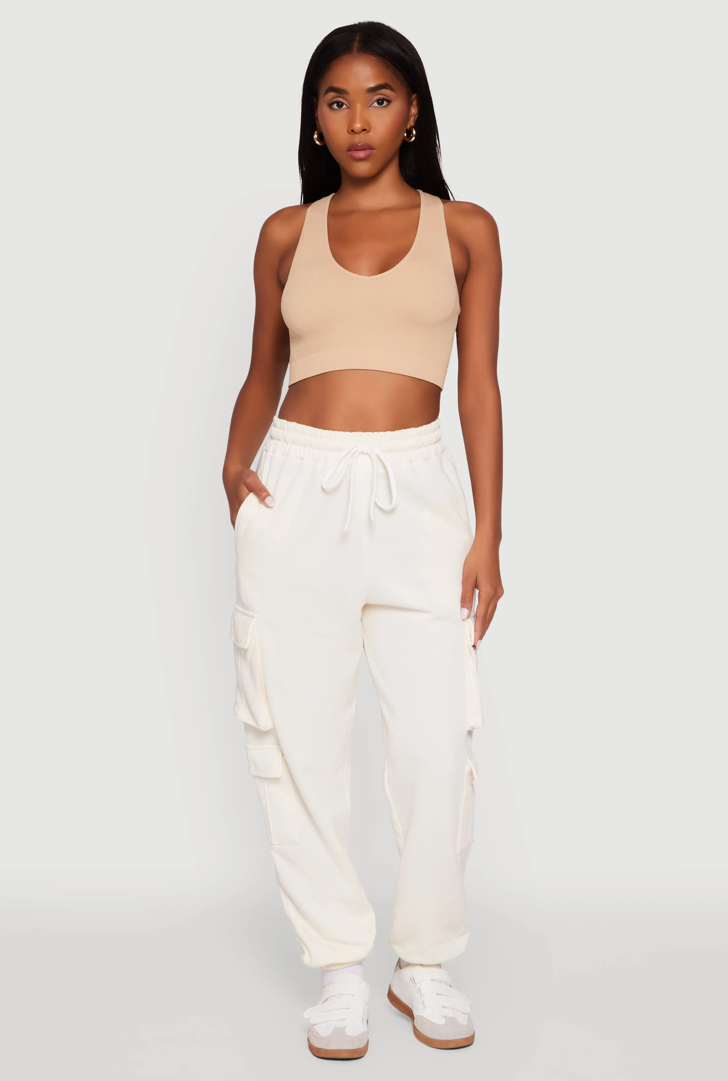 Drawstring High Waisted Cargo Pocket Sweatpants sold by Rainbow product image thumbnail 3