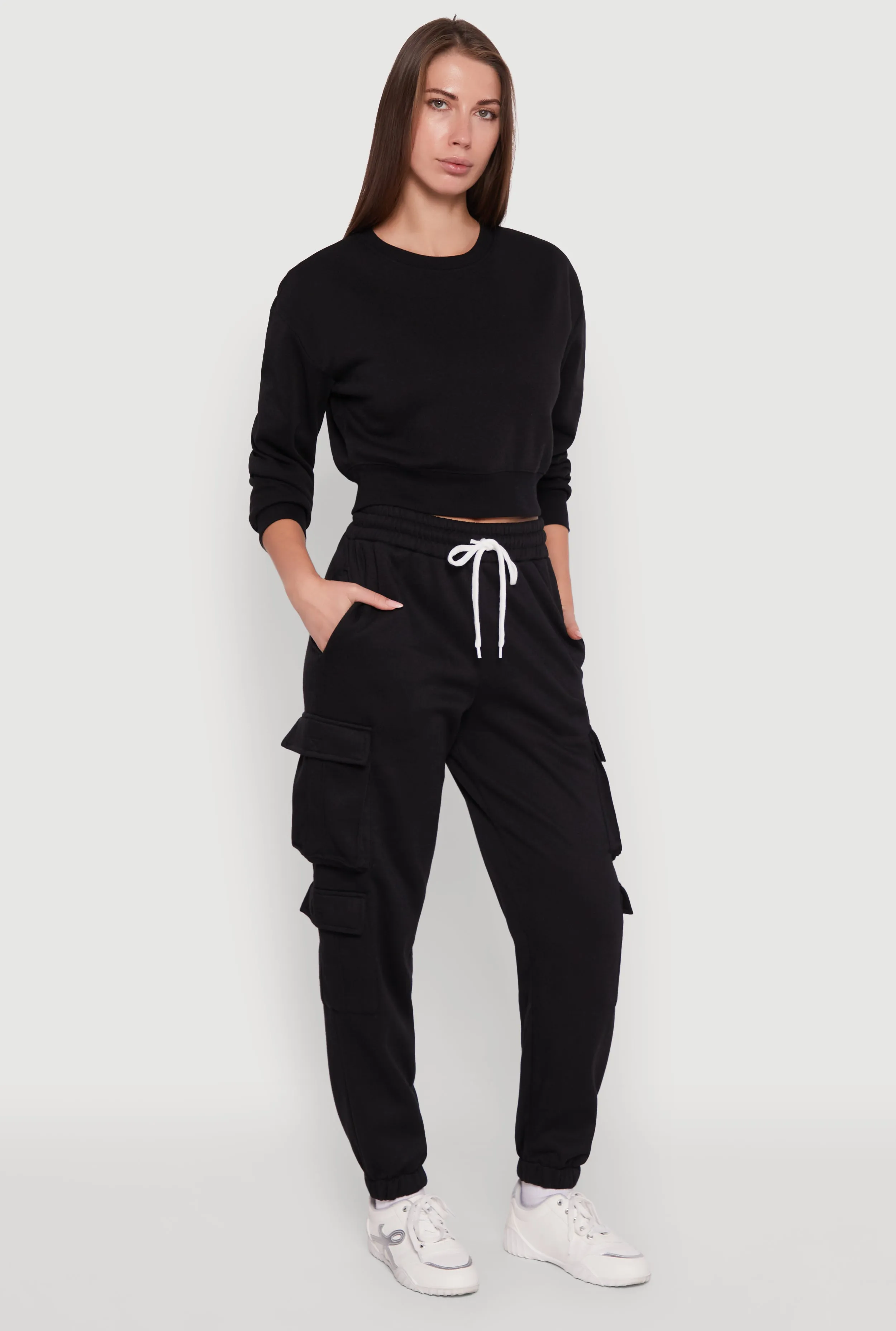 Drawstring High Waisted Cargo Pocket Sweatpants sold by Rainbow product image thumbnail 2