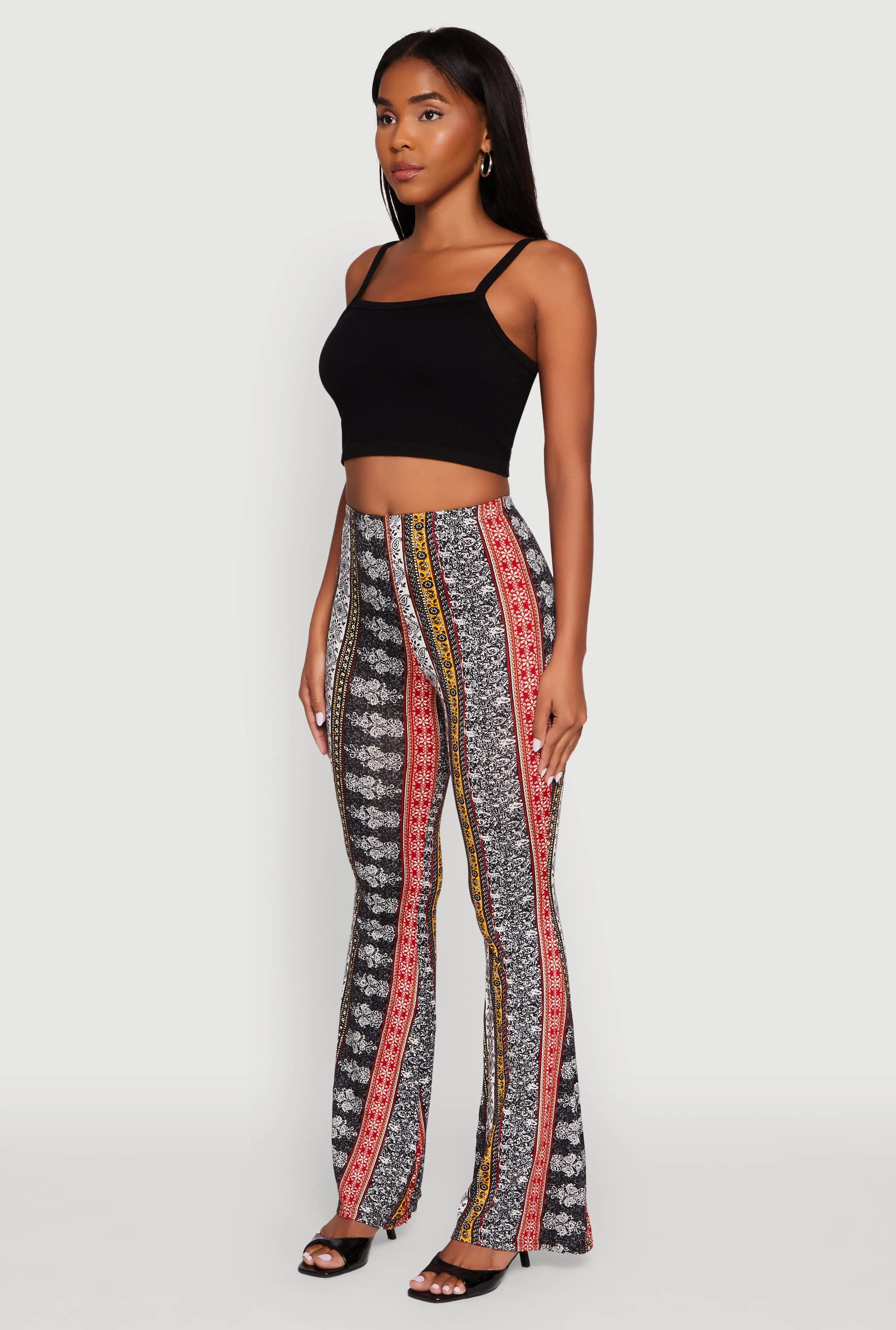 Boho Border Print High Waisted Flare Leg Pants sold by Rainbow product image thumbnail 3