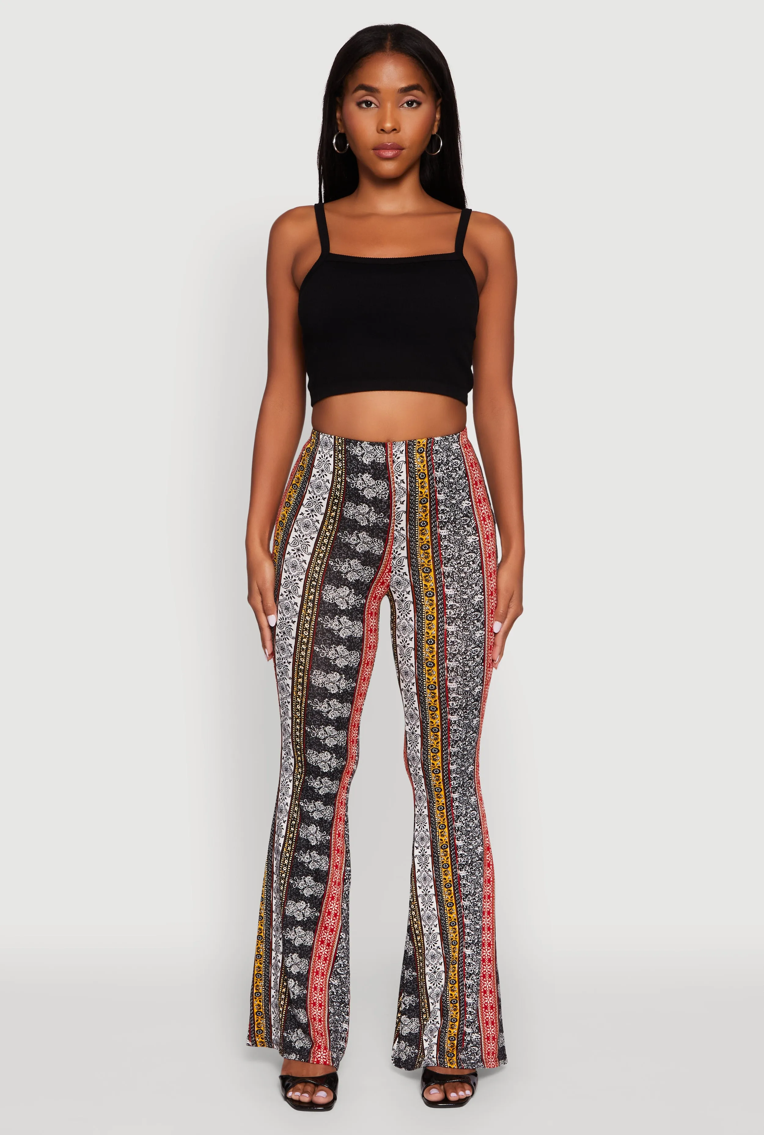 Boho Border Print High Waisted Flare Leg Pants sold by Rainbow product image thumbnail 2