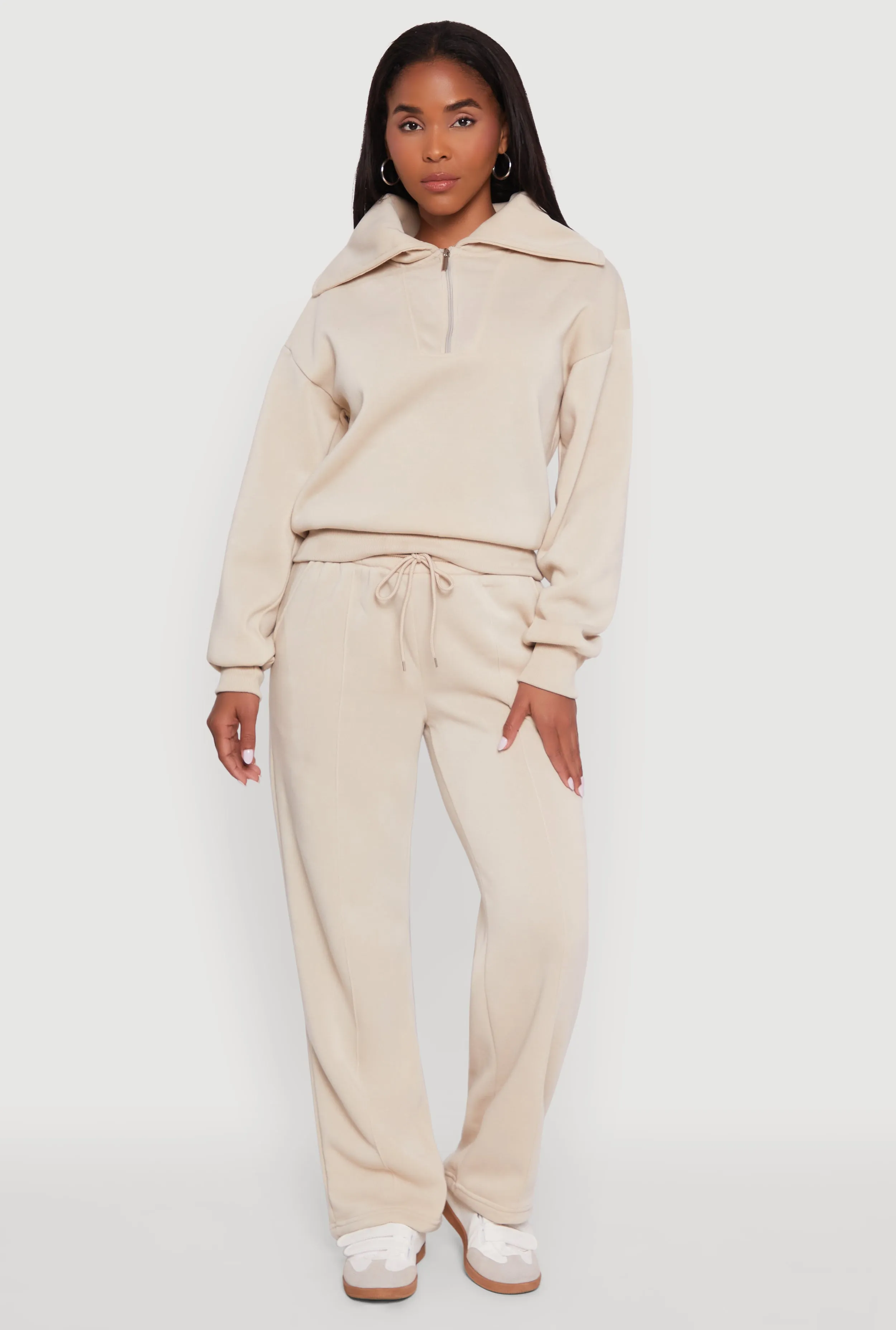 Fleece Collared Quarter Zip Pullover Sweatshirt sold by Rainbow