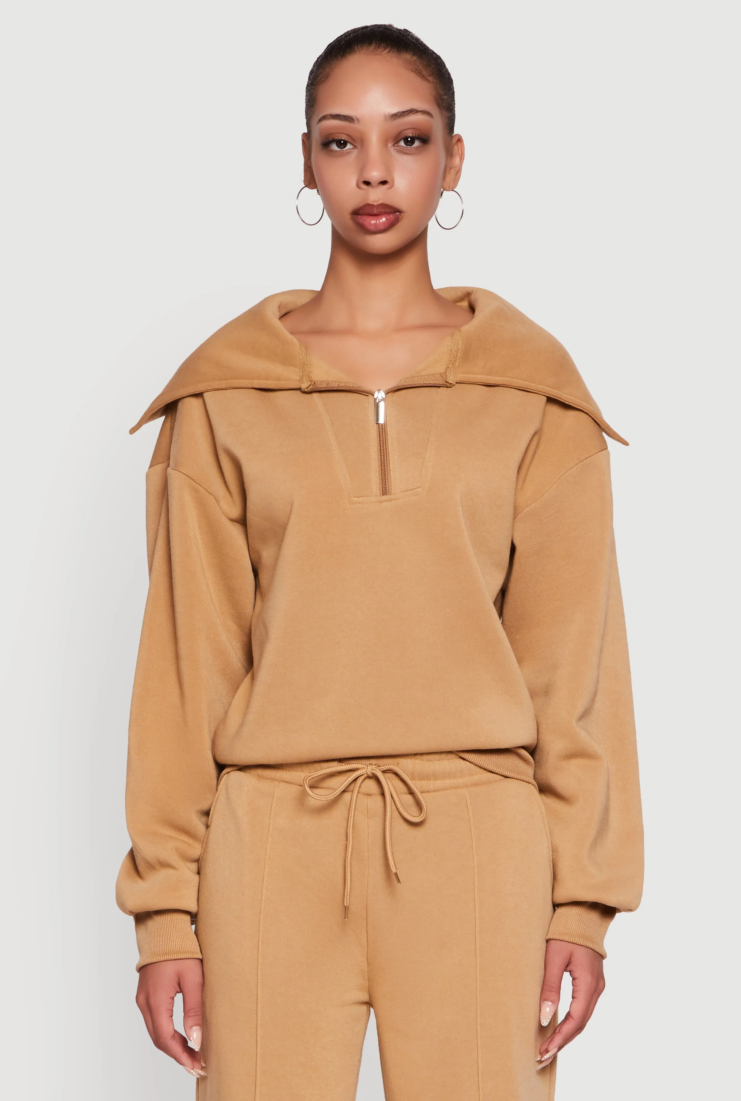 Fleece Collared Quarter Zip Pullover Sweatshirt sold by Rainbow product image thumbnail 3