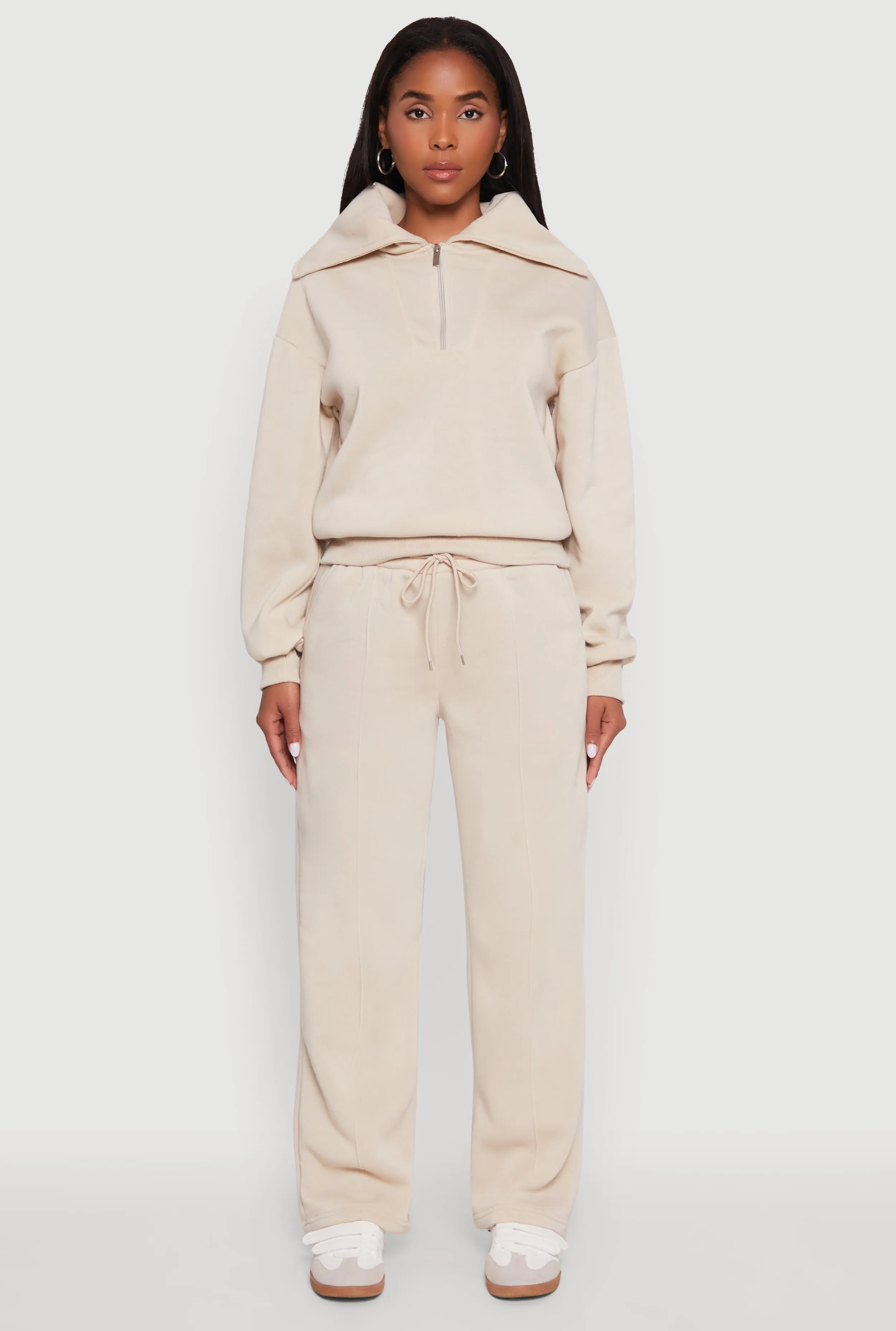 Fleece Collared Quarter Zip Pullover Sweatshirt sold by Rainbow product image thumbnail 3