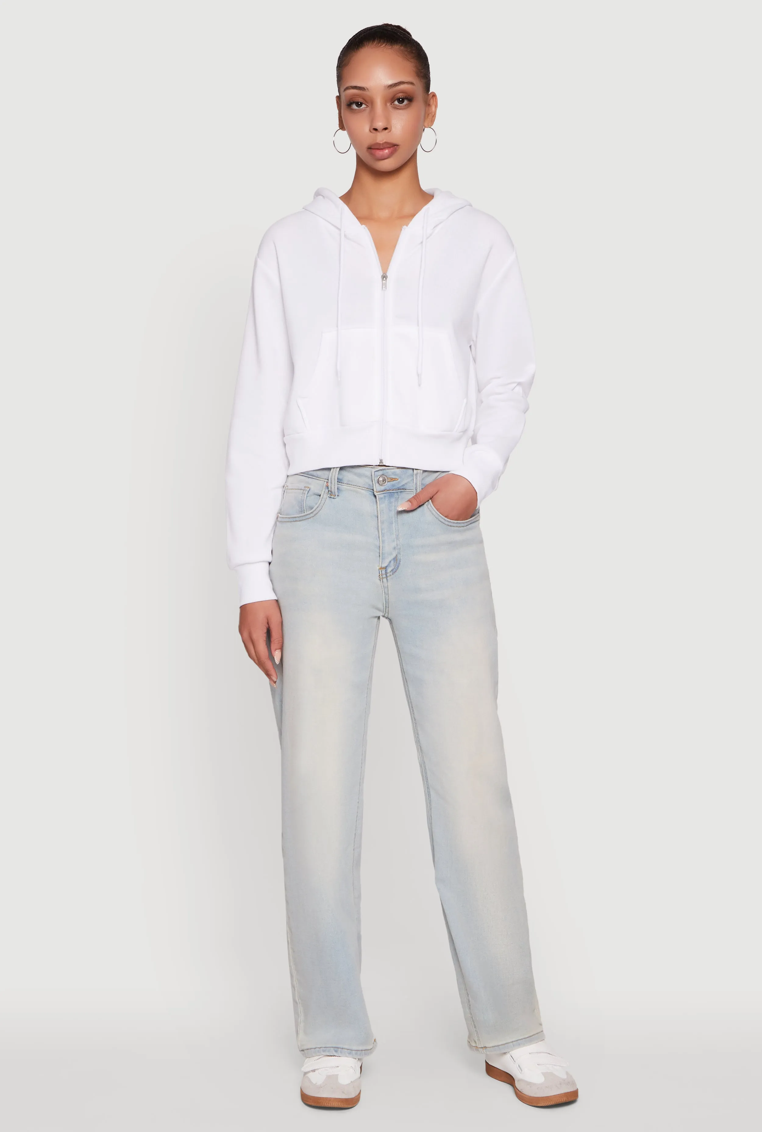 Long Sleeve Fleece Zip Front Hoodie sold by Rainbow product image thumbnail 5