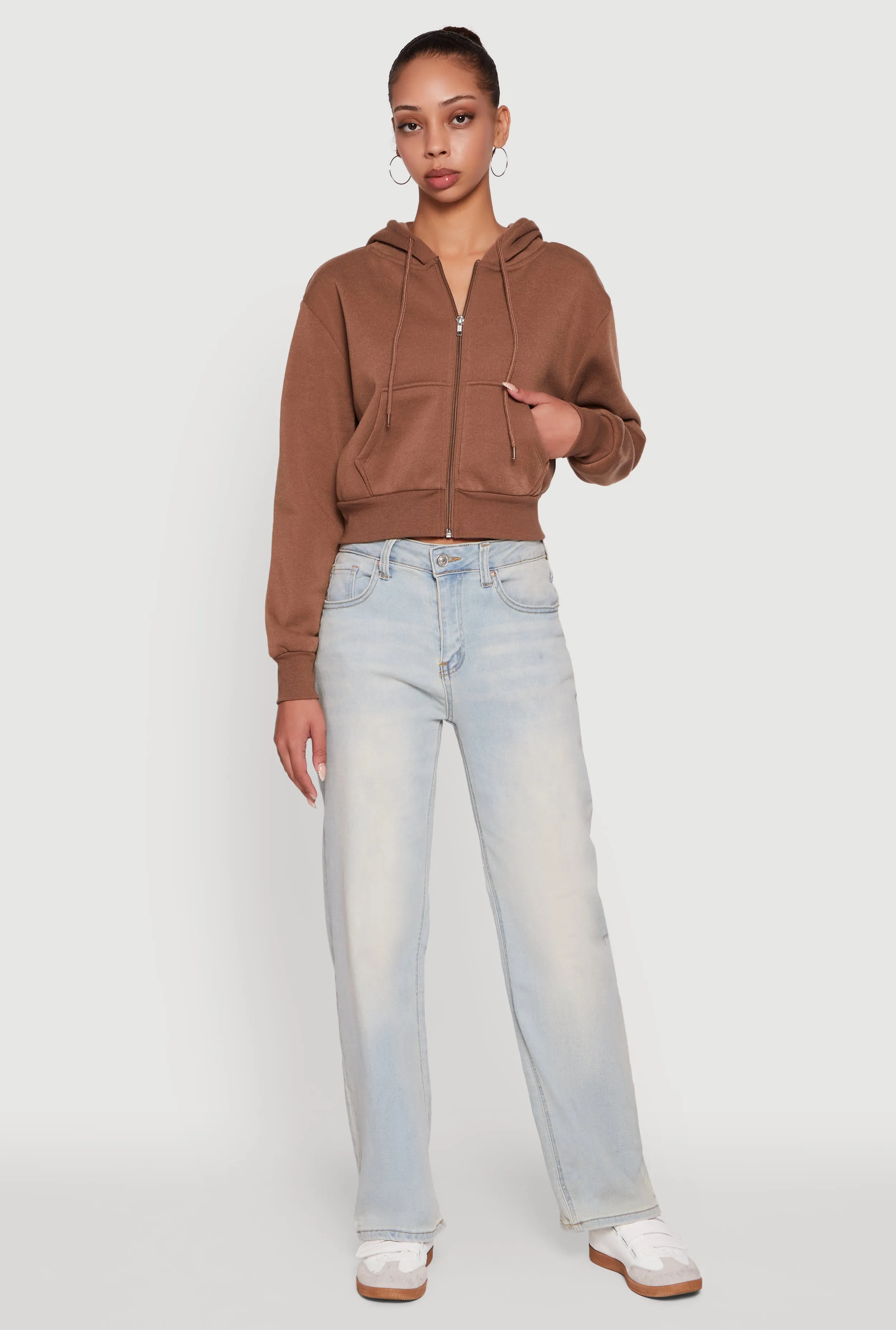 Long Sleeve Fleece Zip Front Hoodie sold by Rainbow