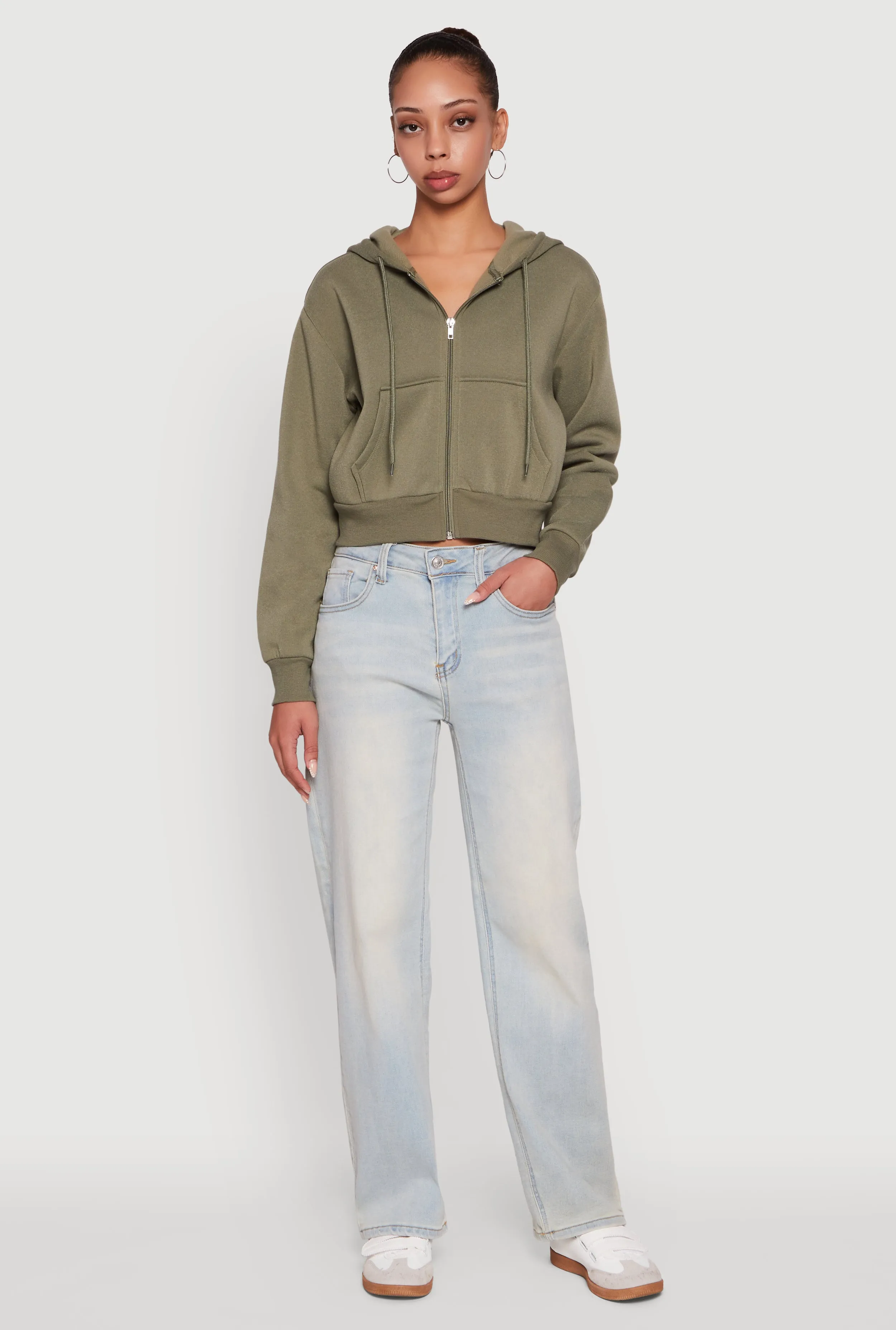 Long Sleeve Fleece Zip Front Hoodie sold by Rainbow product image thumbnail 4