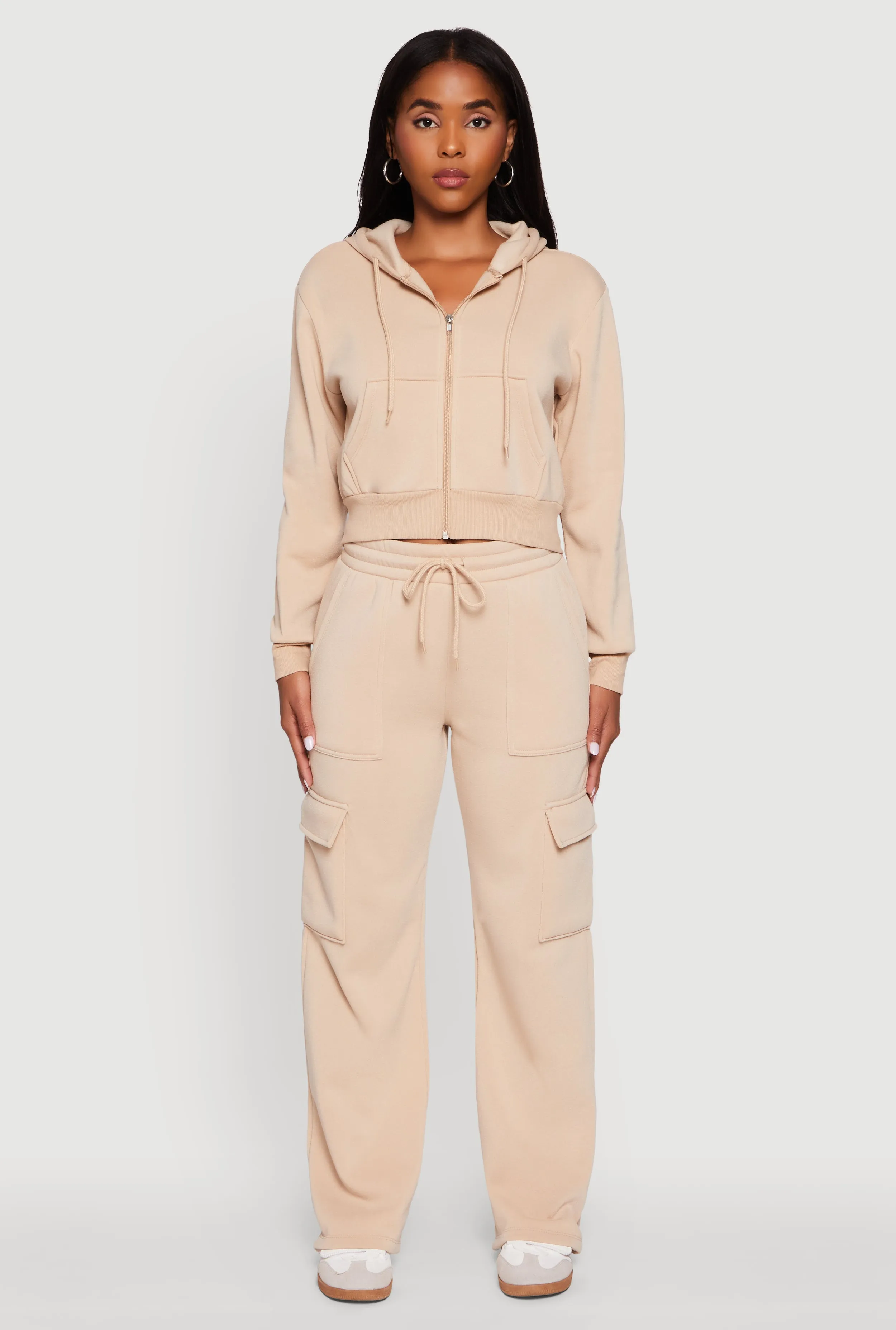 Long Sleeve Fleece Zip Front Hoodie sold by Rainbow product image thumbnail 3