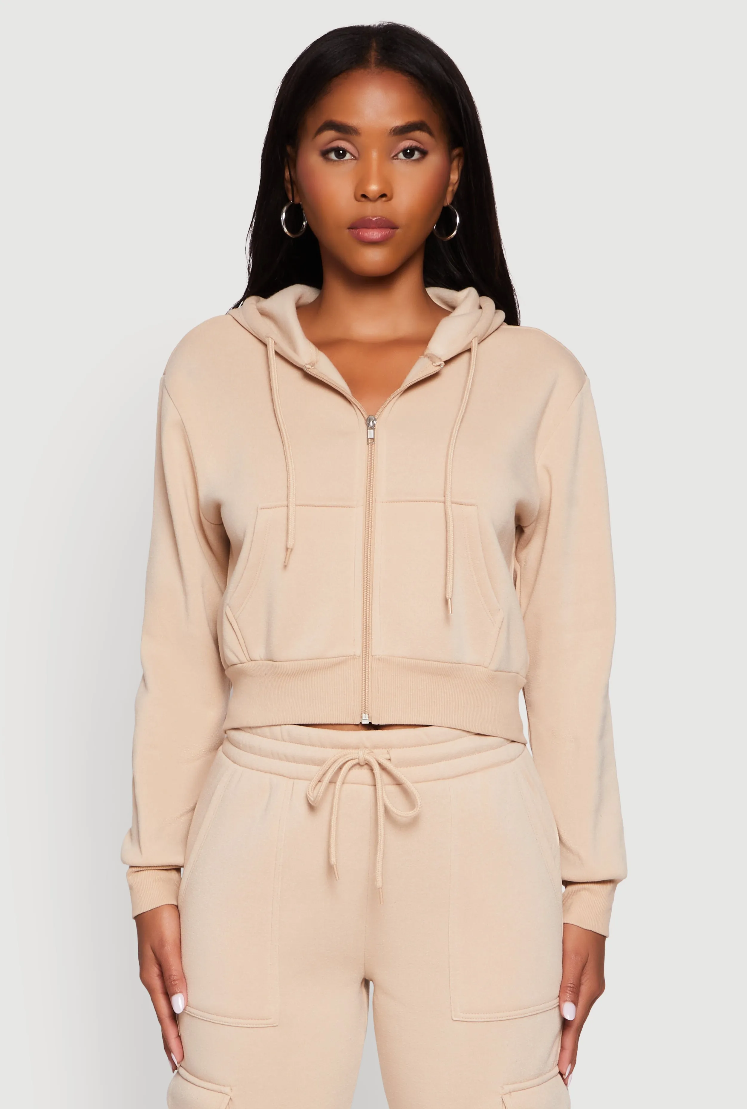 Long Sleeve Fleece Zip Front Hoodie sold by Rainbow product image thumbnail 2