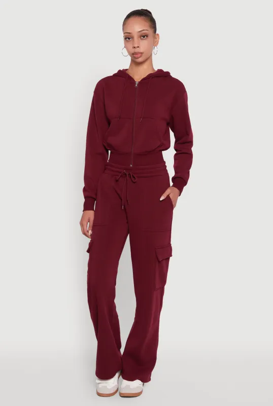 Wide Leg Fleece Sweatpants with Cargo Pockets sold by Rainbow