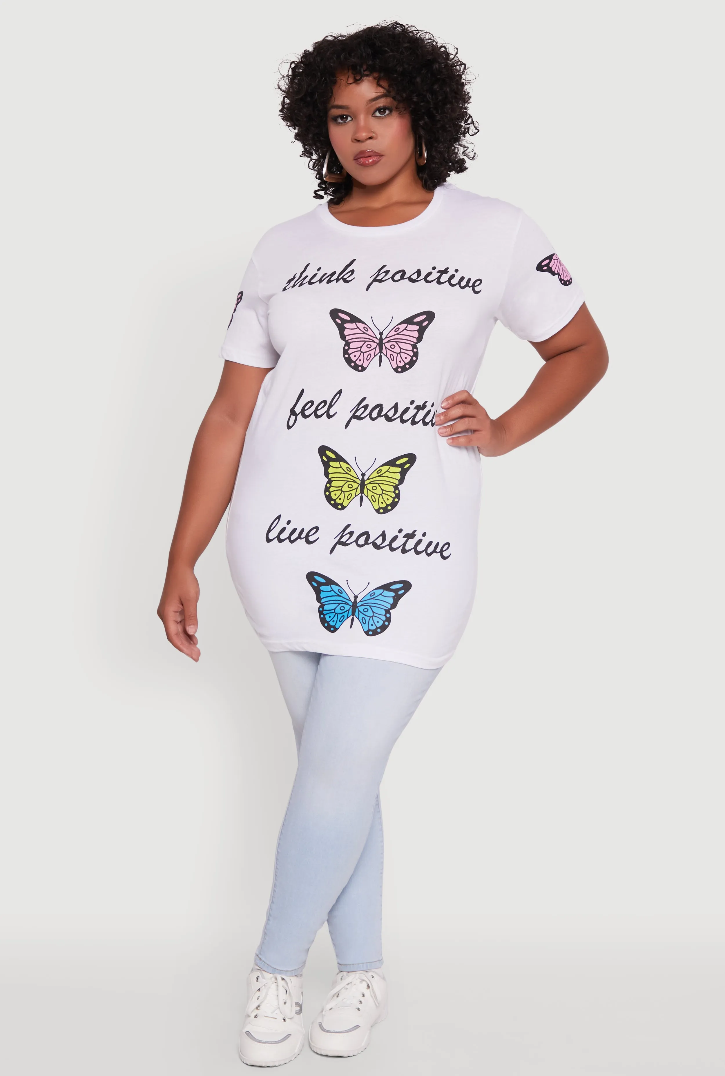 Plus Size Think Positive Butterfly Graphic Tunic Tee sold by Rainbow product image thumbnail 2