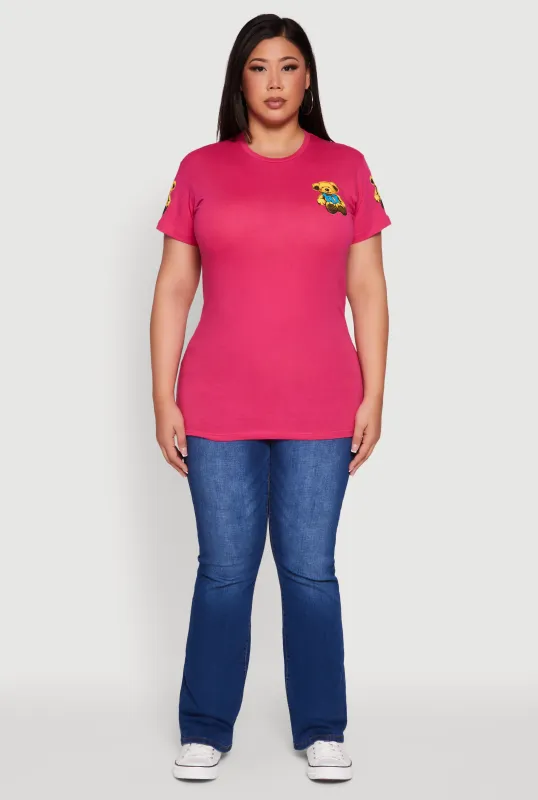 Plus Size Bye Bear Back Graphic Tee sold by Rainbow